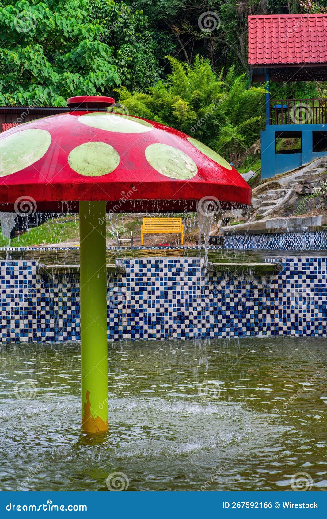 Water Park with Dirty and Scary Looking Mushroom Shape. Stock Photo