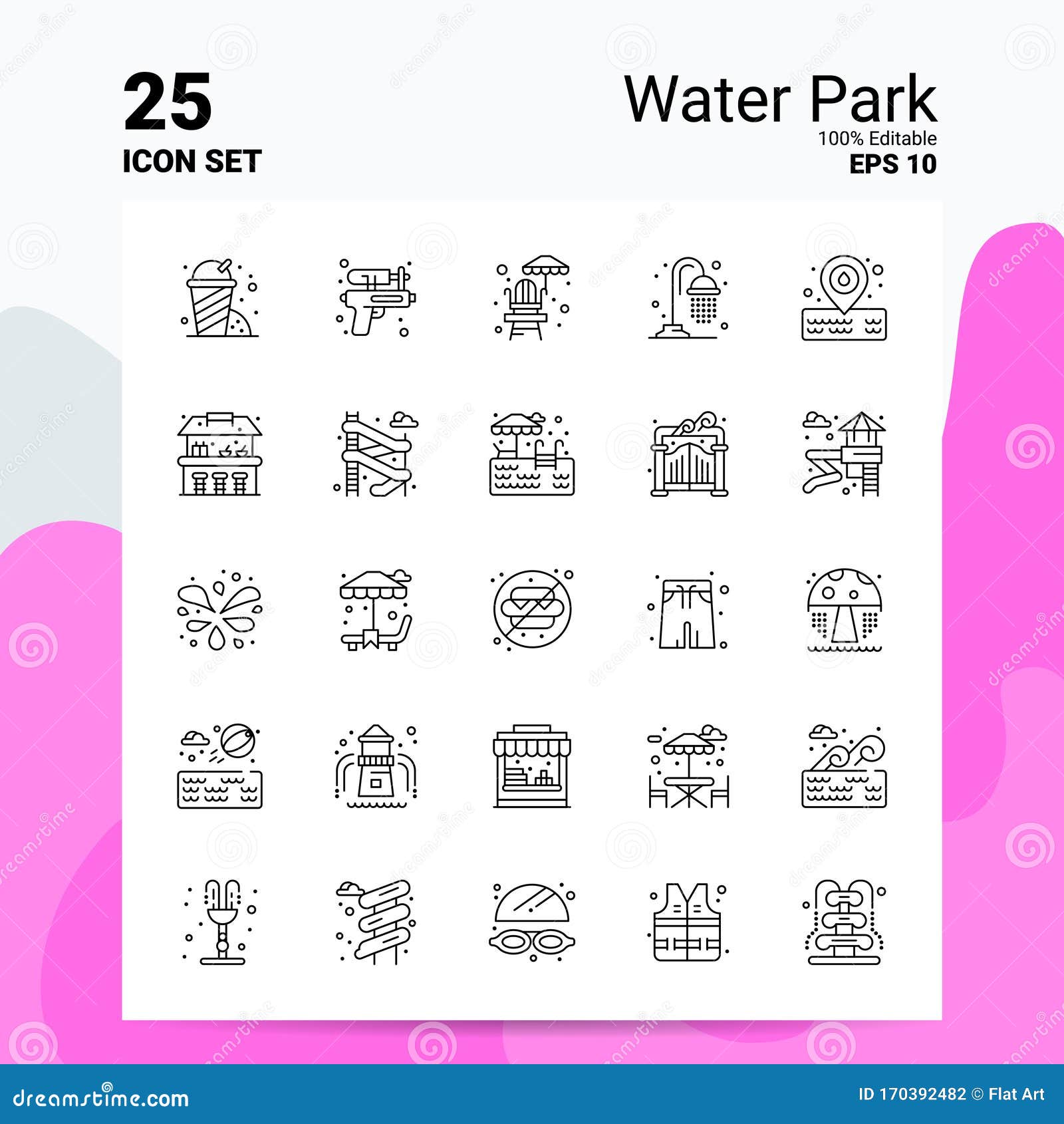 25 Water Park Icon Set. 100 Editable EPS 10 Files Stock Vector ...