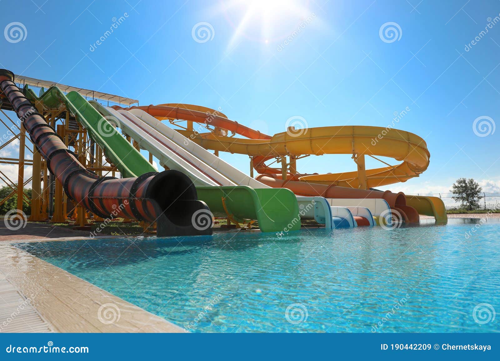 Water Park with Swimming Pool. Summer Stock Image Image of sunbathing
