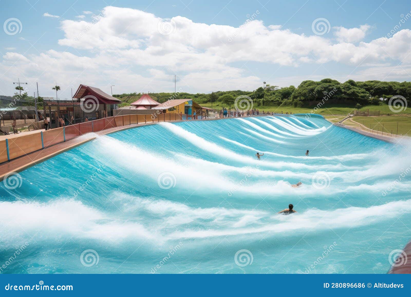 Water Park with Wave Pool, Where Guests Can Enjoy the Surf and Spray
