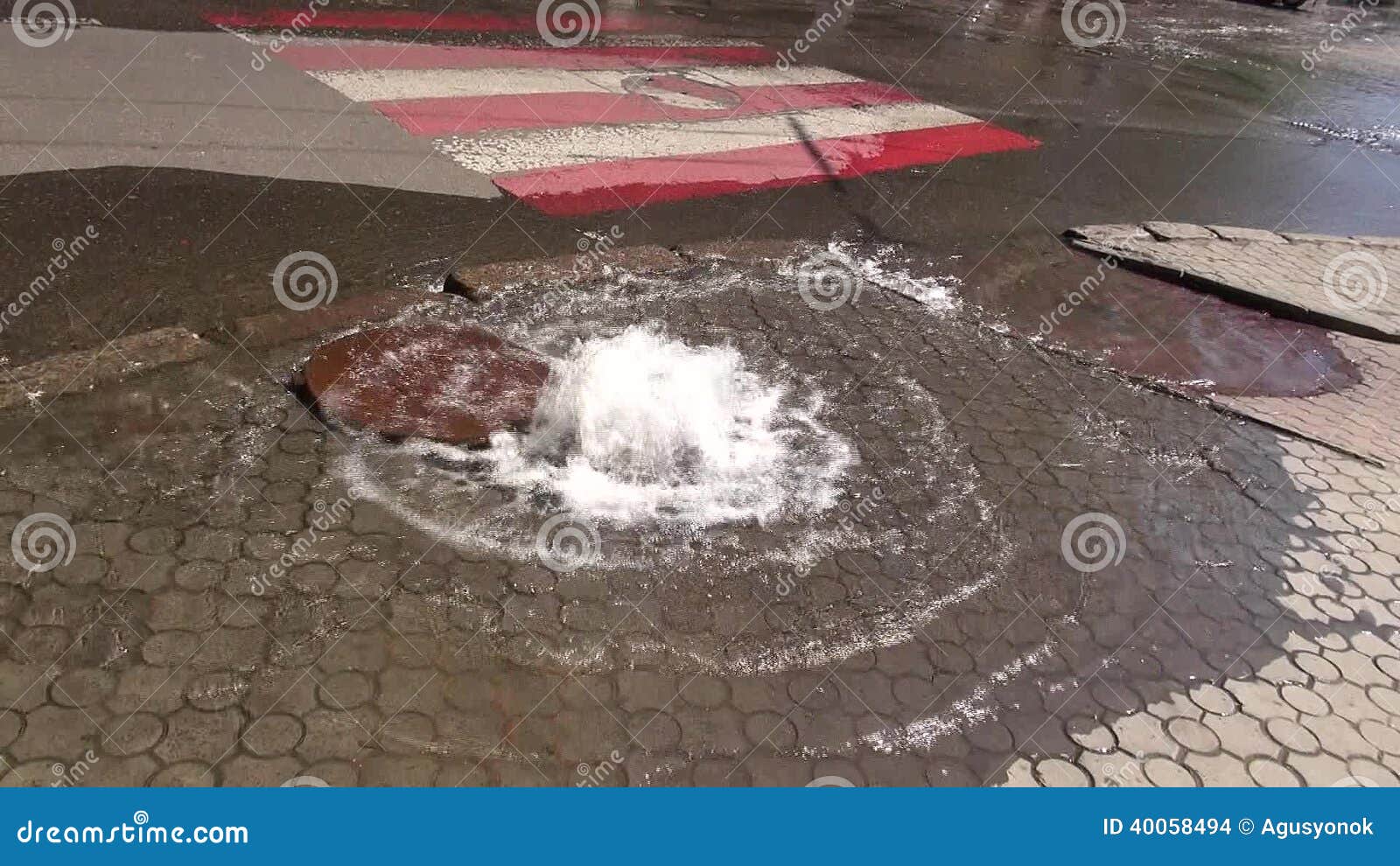 Water Pipe Broke in the Center of the Hatch Stock Footage Video of