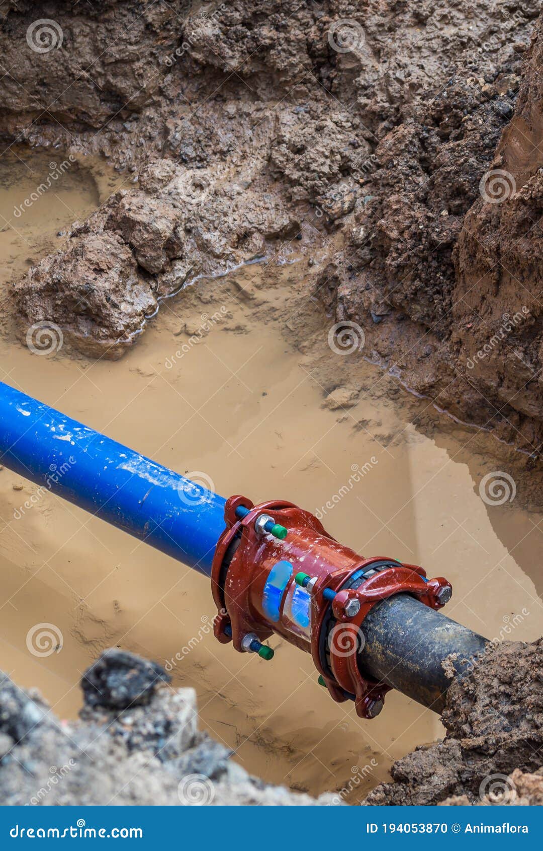Water Pipe Burst Construction Site Stock Photo Image of burst, site
