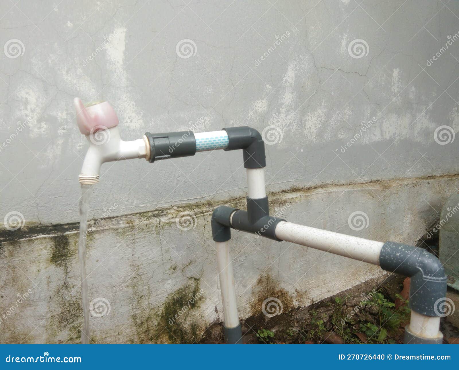Water Pipe that is Draining Water Stock Photo Image of water, wall 270726440