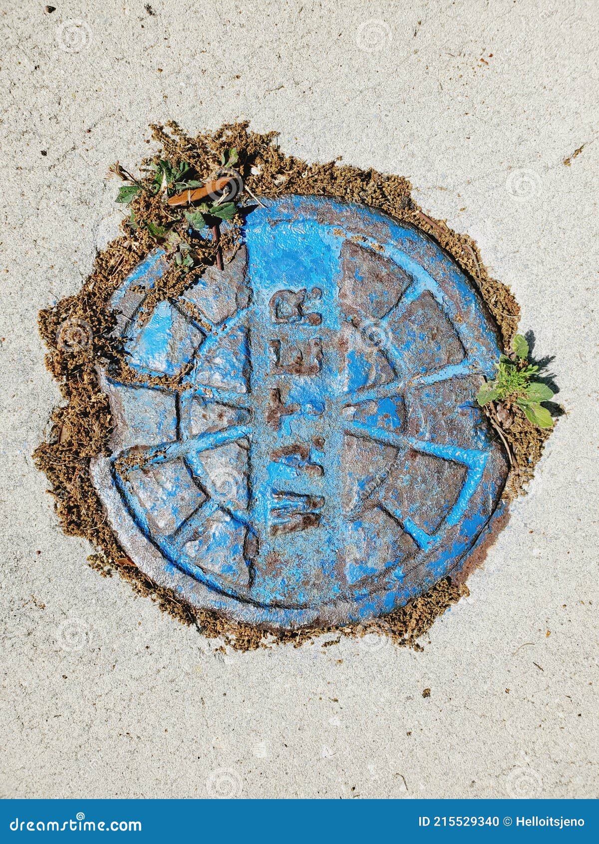Water Pipe Rusted Cap on Concrete Stock Photo Image of blue, glass 215529340