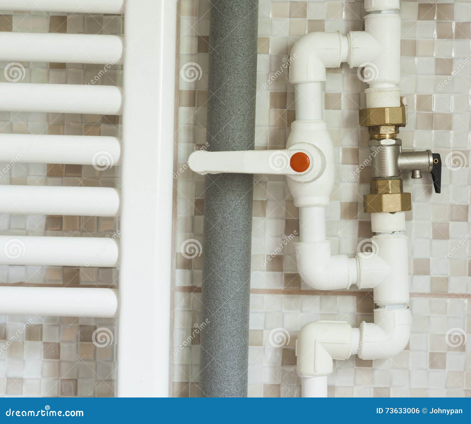Water pipes in bathroom stock photo. Image of industry 73633006