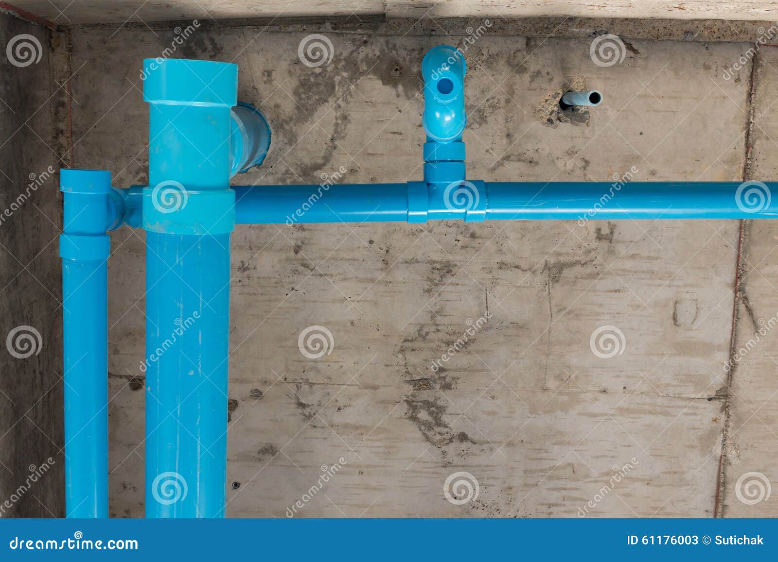 Water Pipes Pvc Plumbing Under Cement Ceiling Stock Image Image of