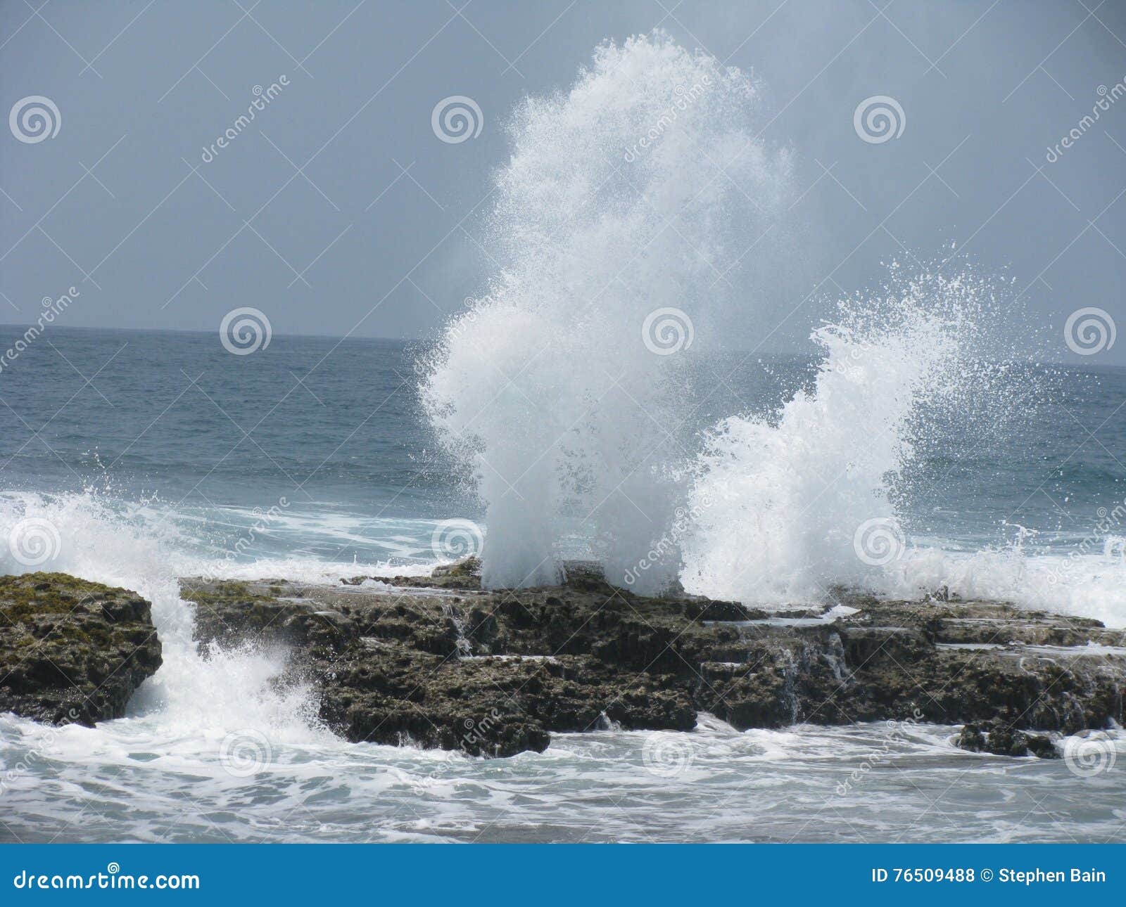 Water Plume from Waves on Reef Stock Photo Image of venezuela, shore