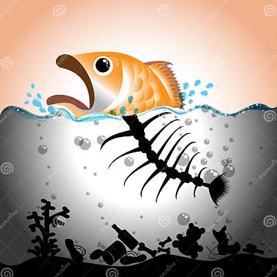 Water Pollution Concept stock vector. Illustration of fish - 33390290