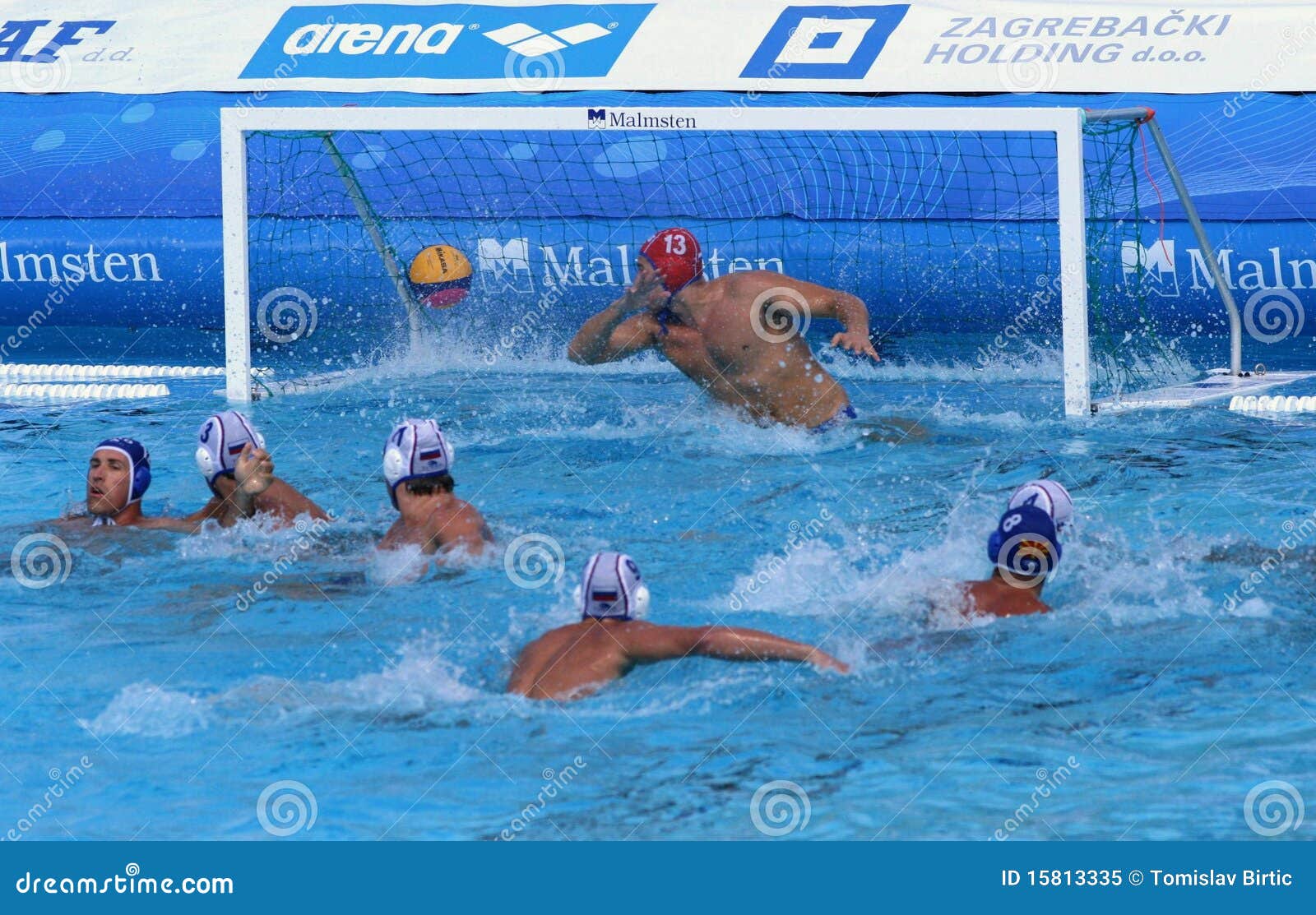 Water Polo / Ball Flies into the Goal Editorial Image Image of
