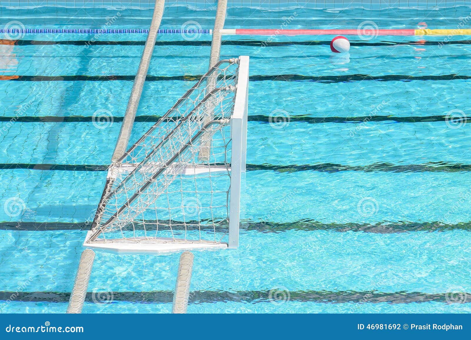 Water Polo Goal and Ball in Swimming Pool Stock Photo Image of empty
