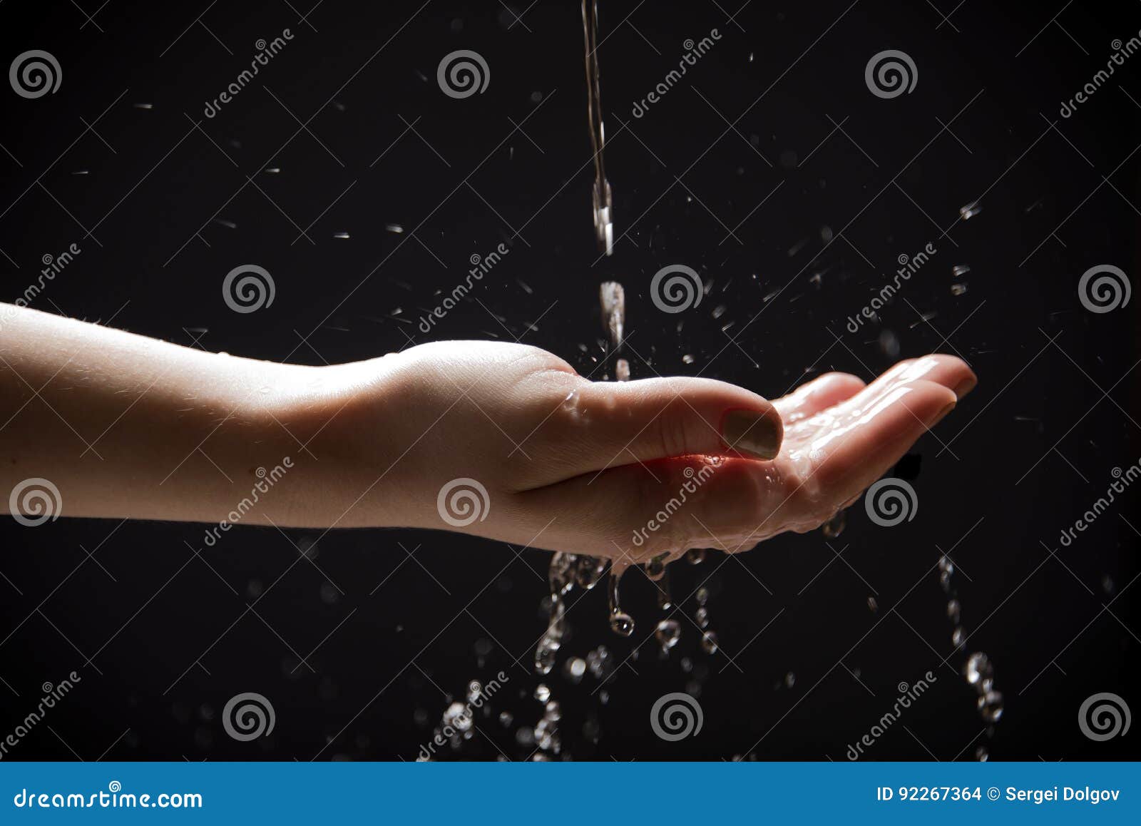 Water is Poured into the Hand Stock Photo Image of hand, female 92267364