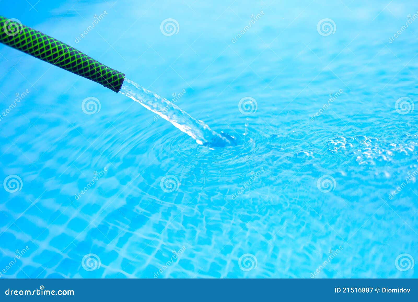 Water is Poured from the Hose into the Pool Stock Image Image of