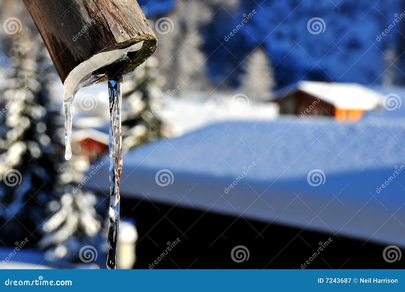Water Pouring from a Frozen Fountain Stock Image Image of drink