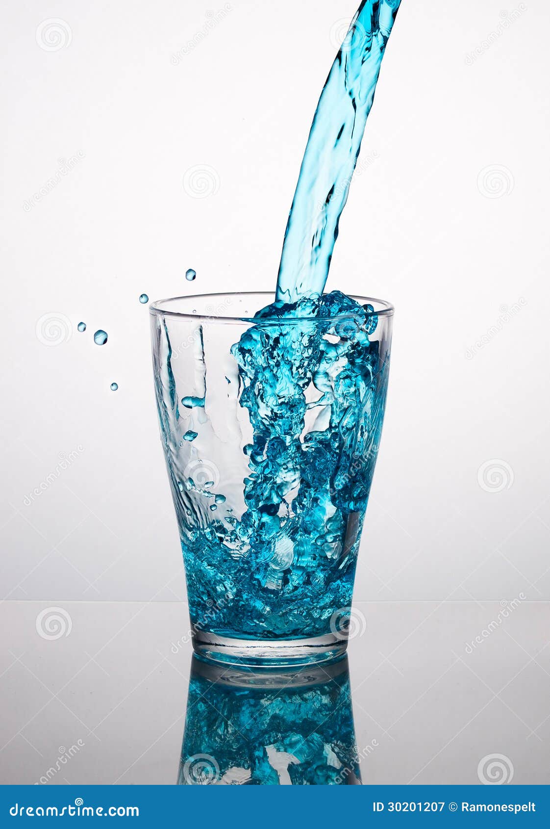 Blue Water Pouring into a Glass Stock Image Image of blue, purity 30201207