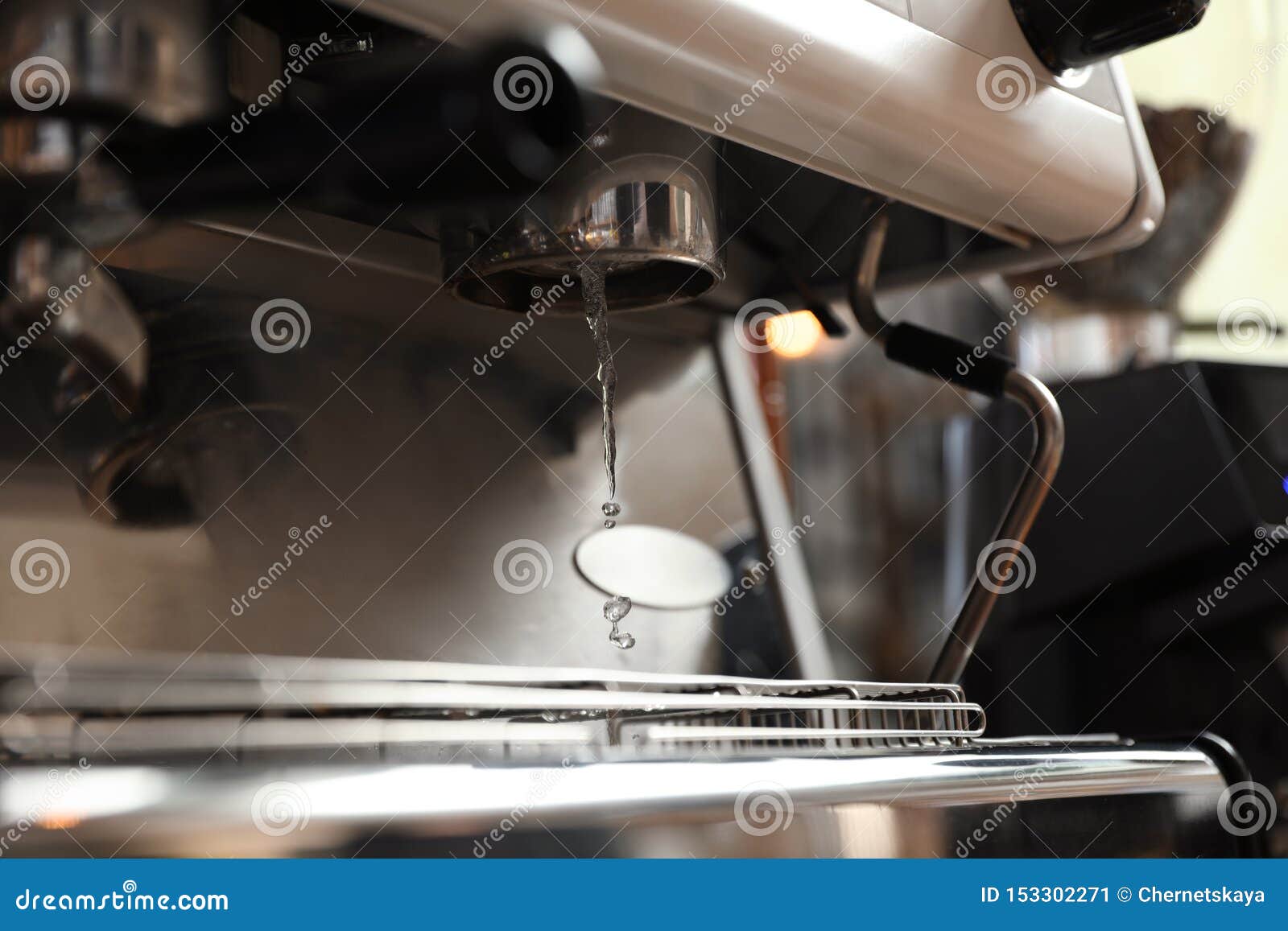 Water Pouring from Modern Coffee Machine Stock Image Image of