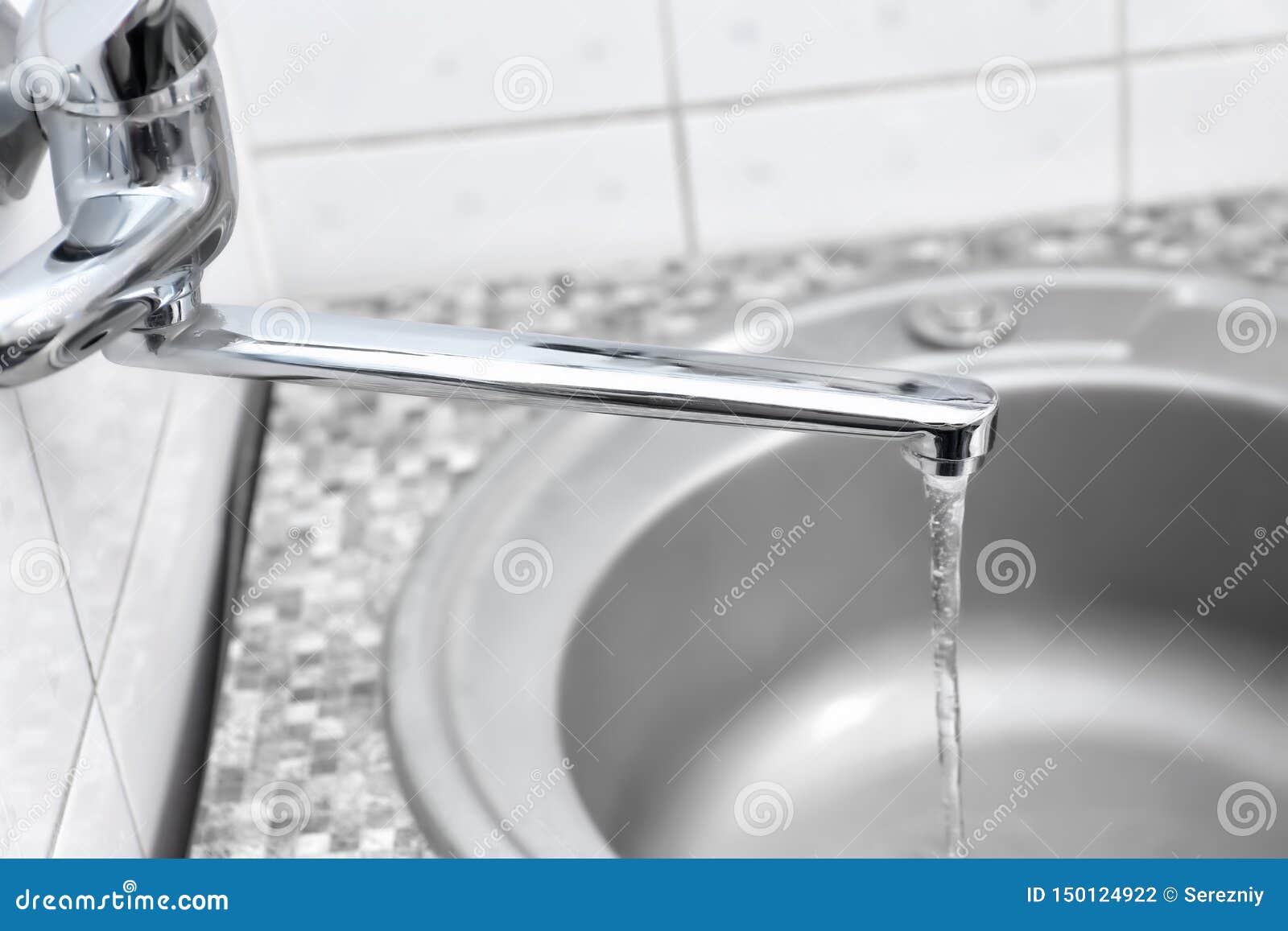 Water Pouring from Tap. Water Saving Concept Stock Photo Image of