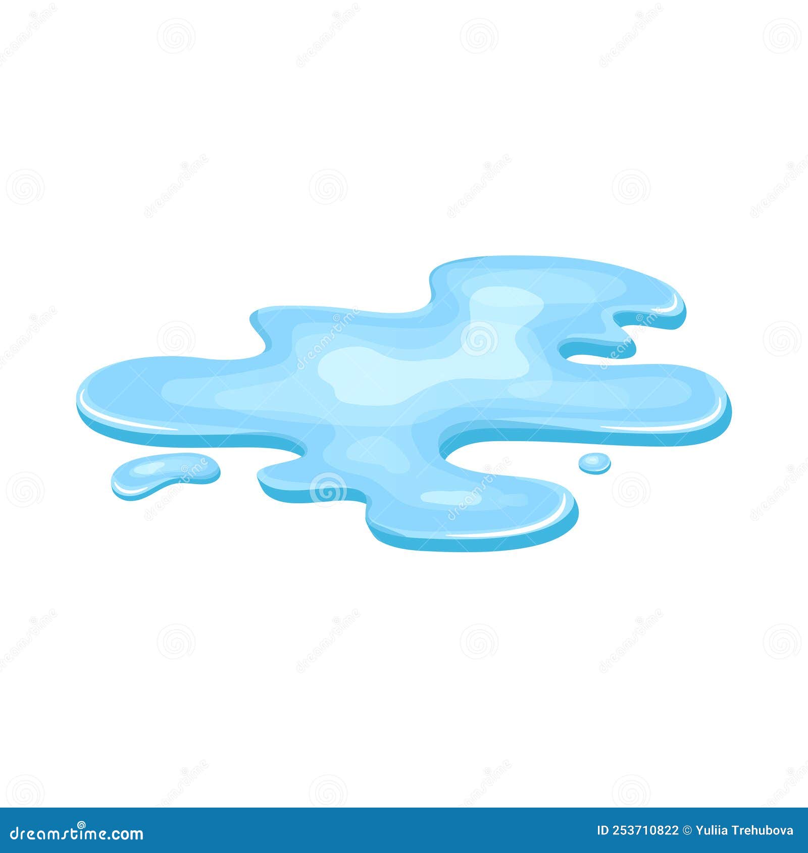 Water Puddle, Liquid Cartoon Style. Drop Isolated on White Background. Blue  Split, Splash on Floor Stock Vector - Illustration of splash, cartoon:  253710822