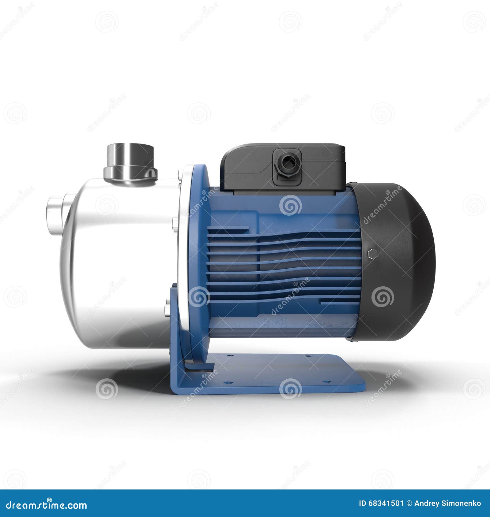Water Pump With An Electric Motor Of Blue Color On White. Stock Image
