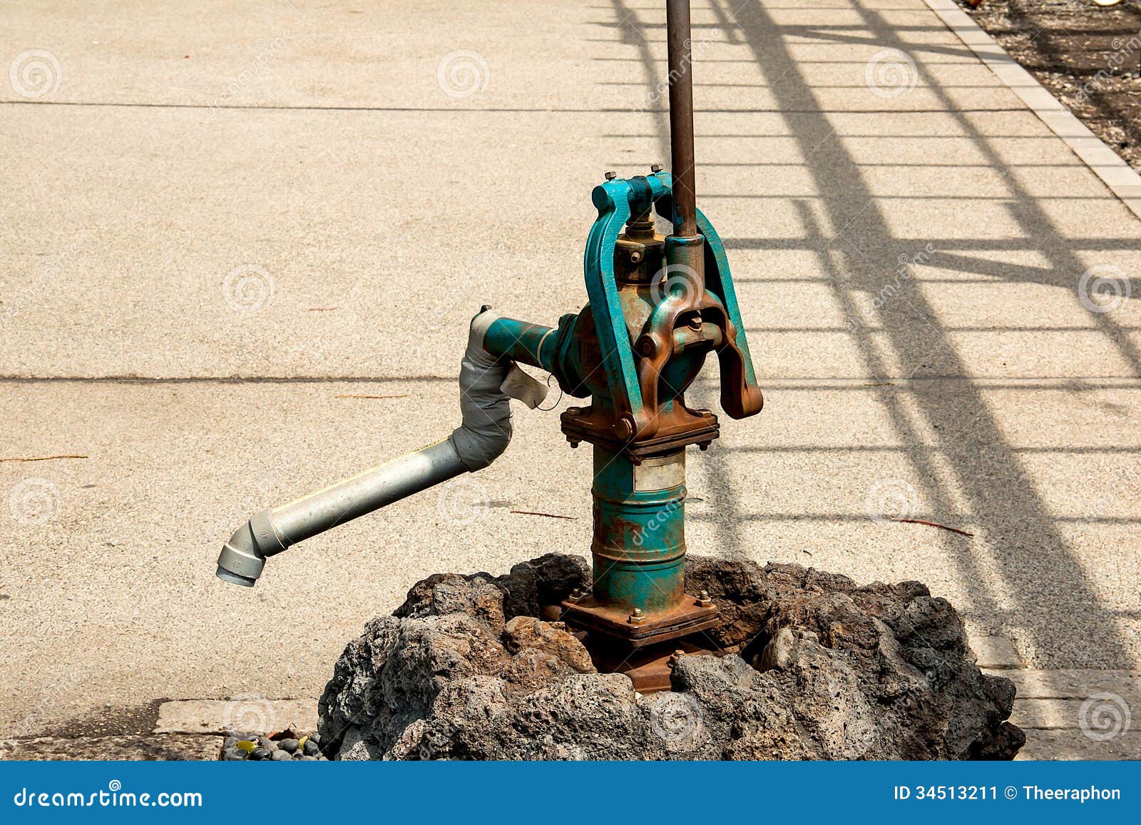 Water pump by hand. stock image. Image of style, thirsty 34513211