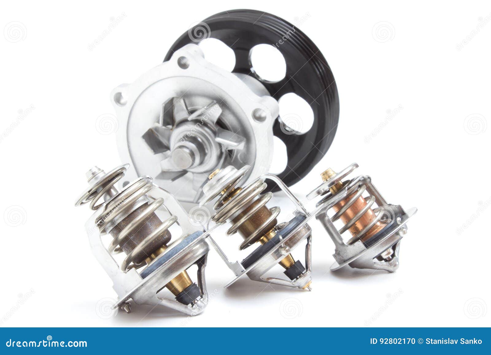 Water pump and thermostat stock photo. Image of clean 92802170