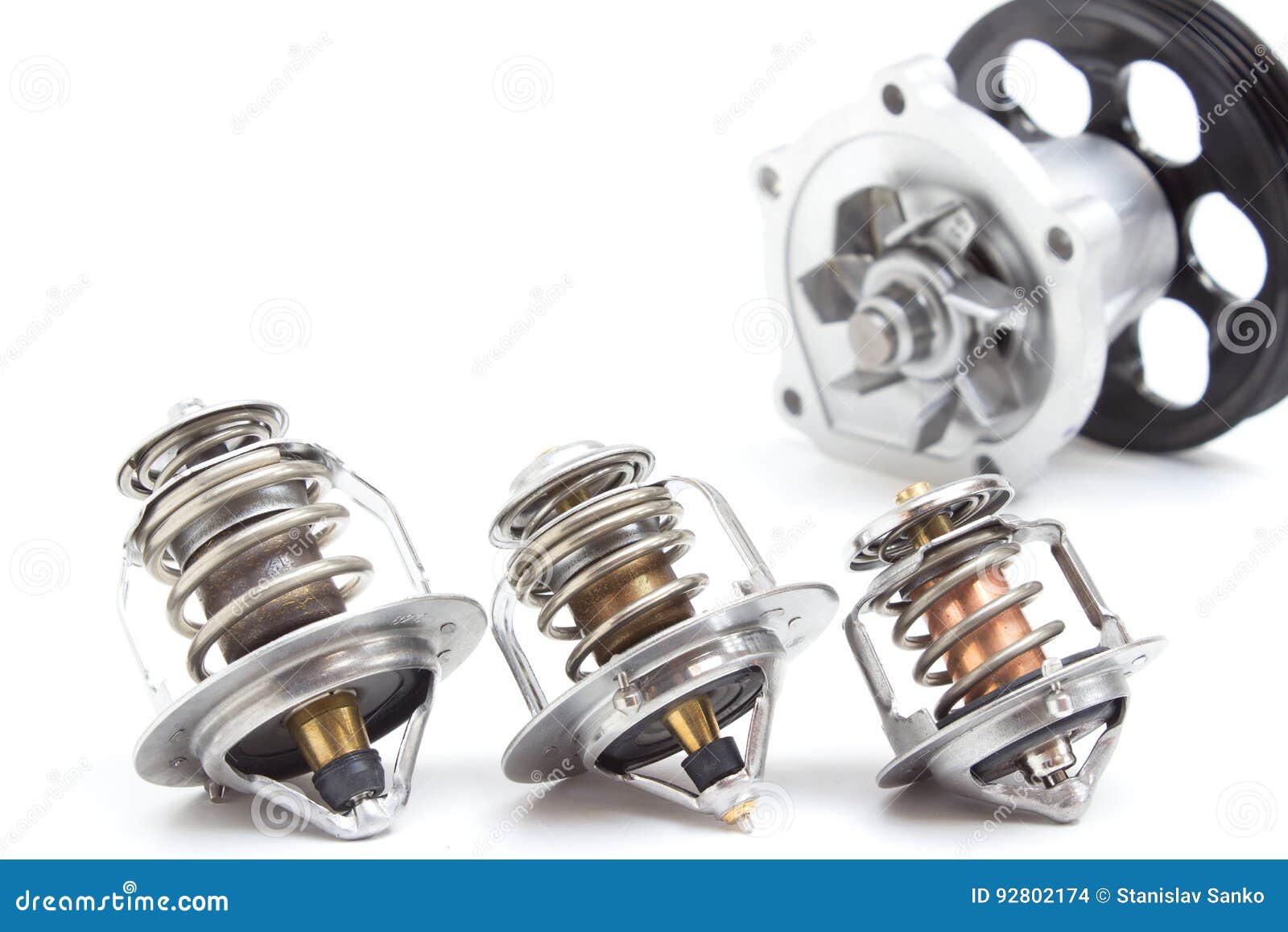Water pump and thermostat stock photo. Image of engine 92802174