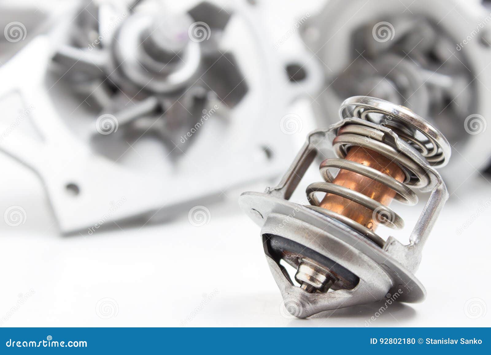 Water pump and thermostat stock photo. Image of liquid 92802180
