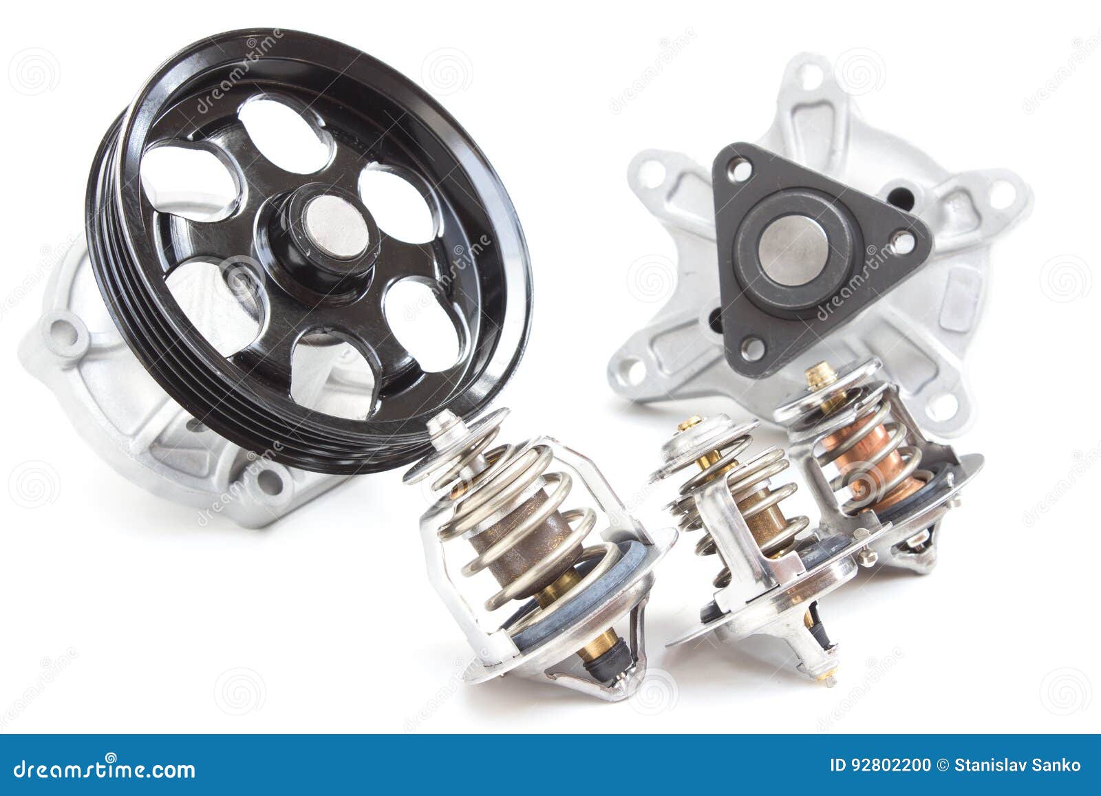 Water pump and thermostat stock photo. Image of clean 92802200