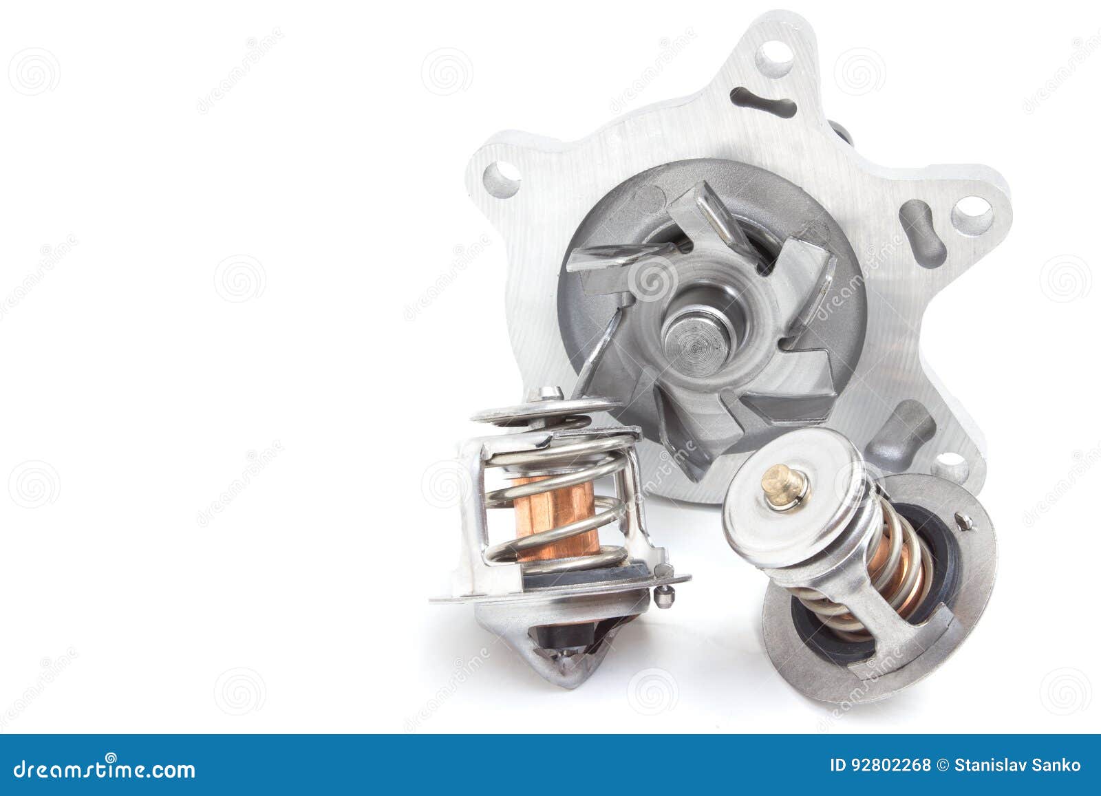 Water pump and thermostat stock photo. Image of fluid 92802268