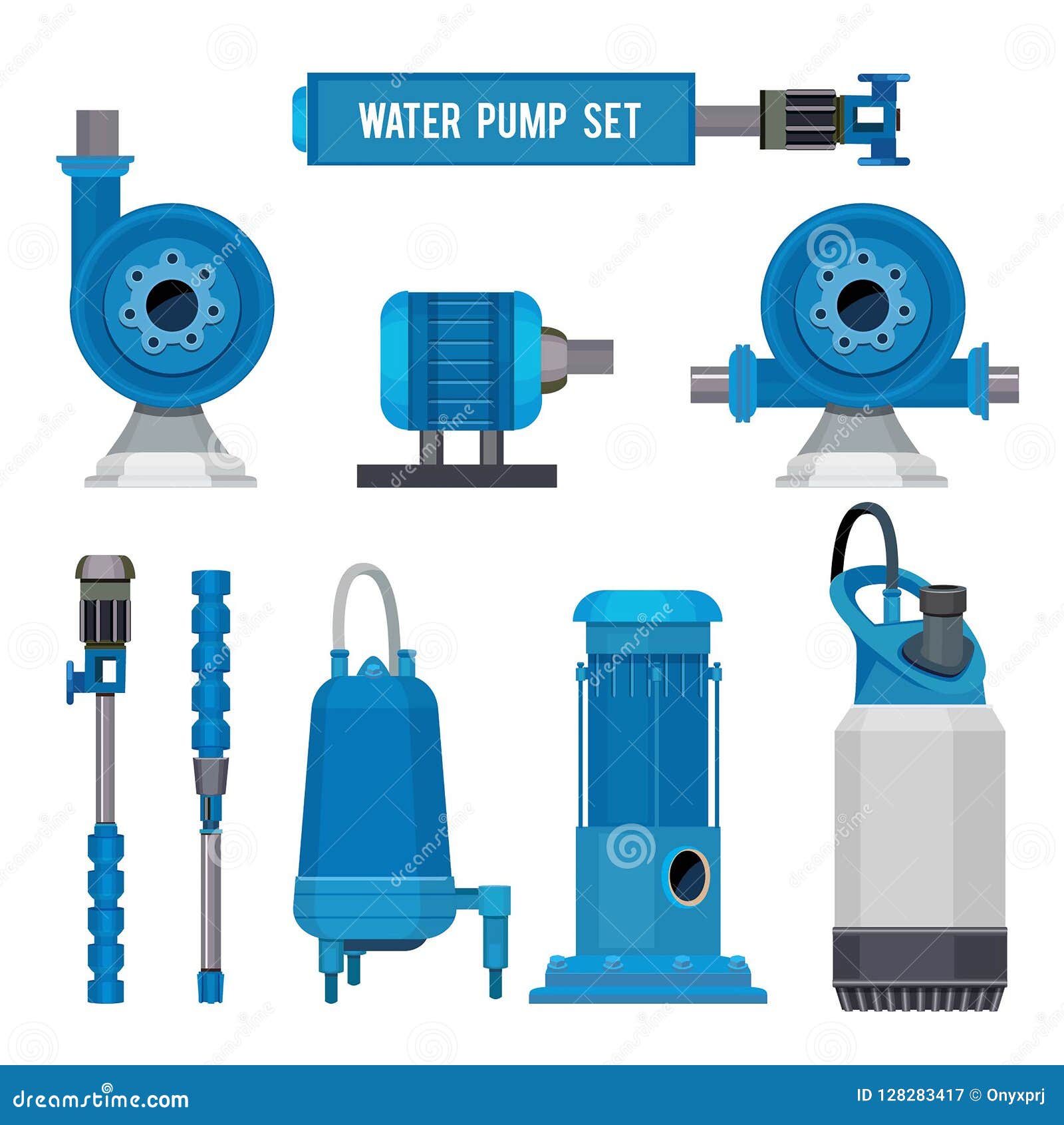 Water Pumps. Industrial Machinery Electronic Pump Steel Systems Sewage Aqua Control Vector Icons Stock Vector - Illustration of power, equipment: 128283417