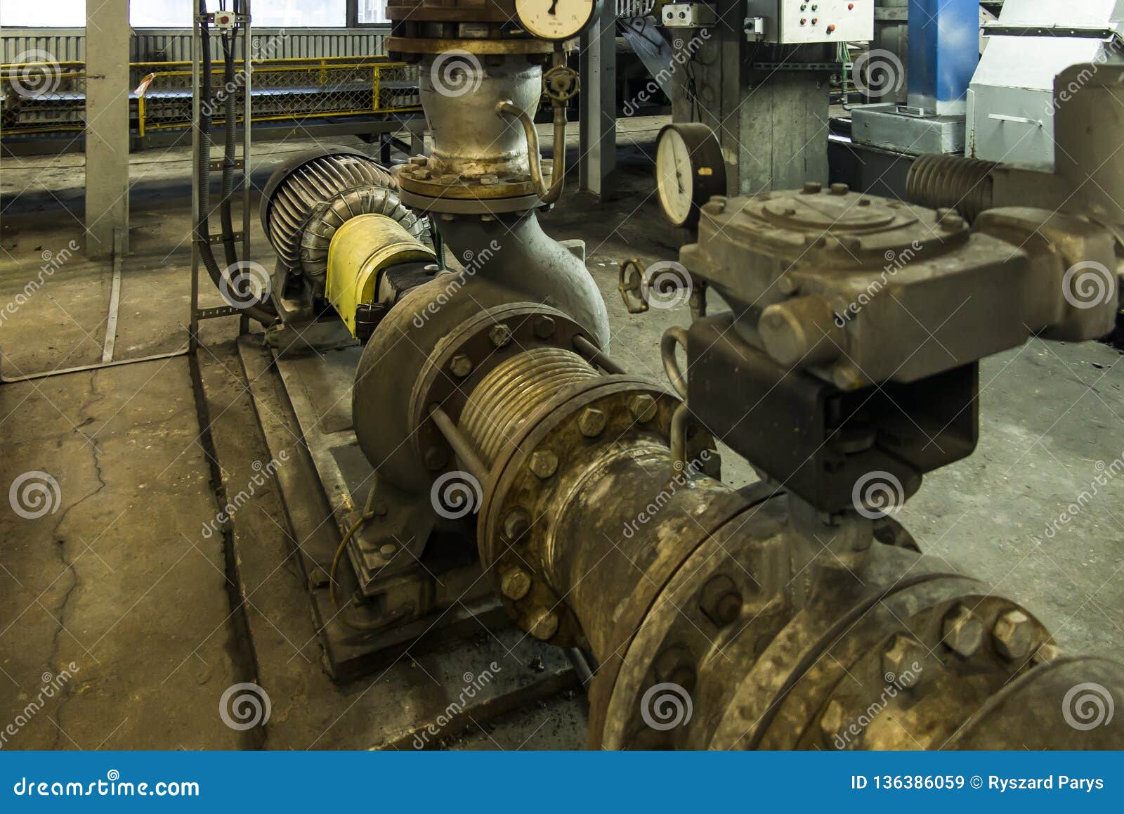 Water pumps pipelines stock image. Image of cables -