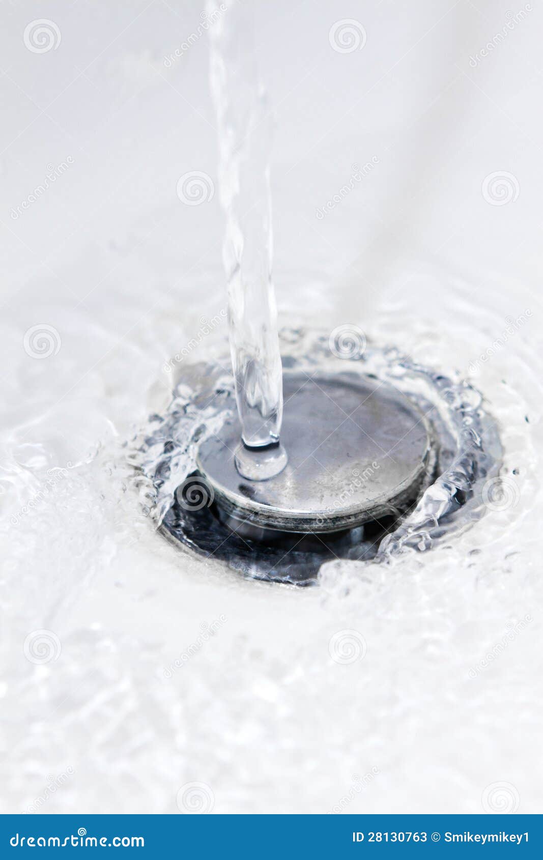 Water Running Down A Bathroom Sink Plug Hole Stock Image Image Of Empty