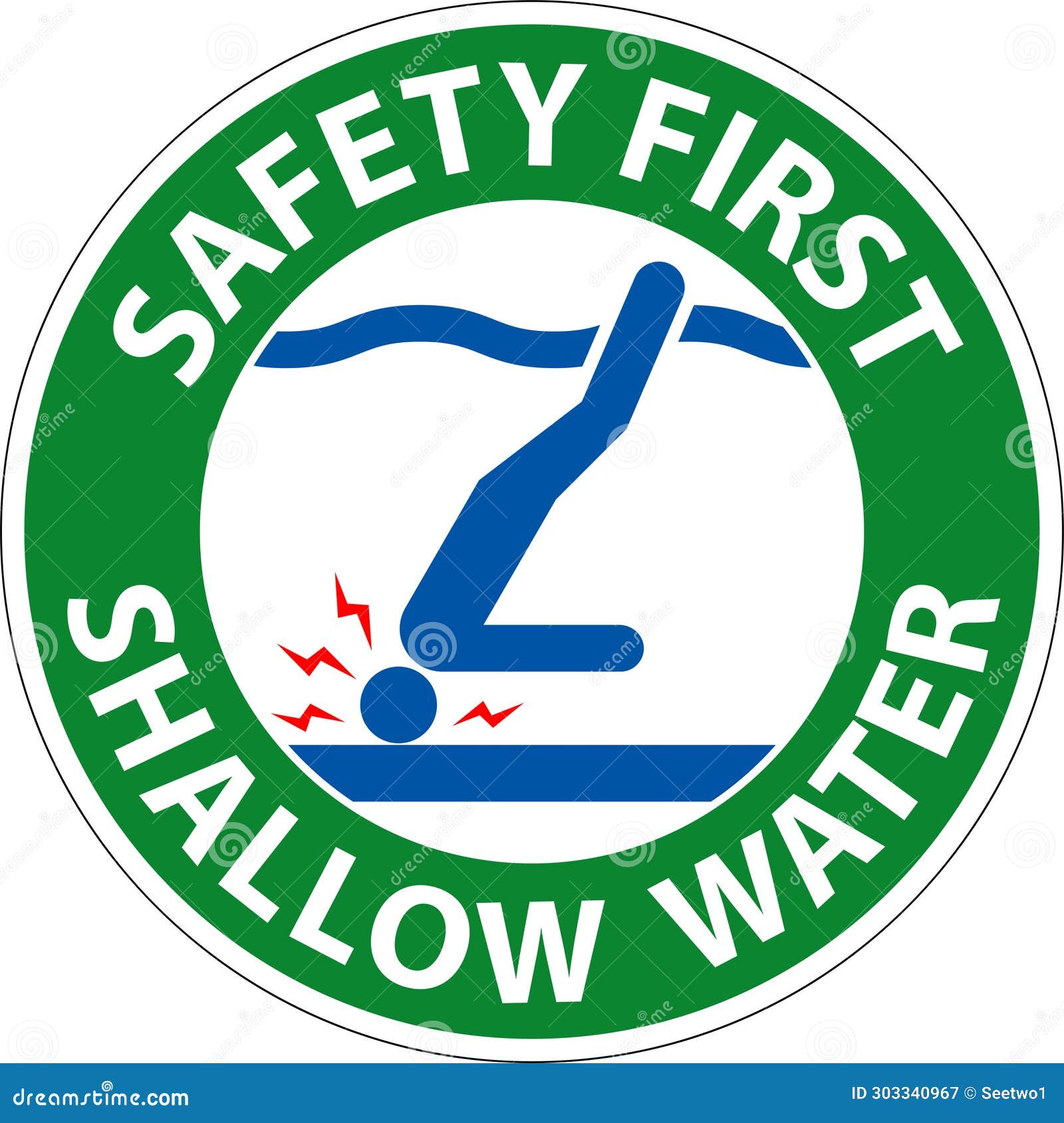 Water Safety First Sign Shallow Water Stock Vector Illustration of