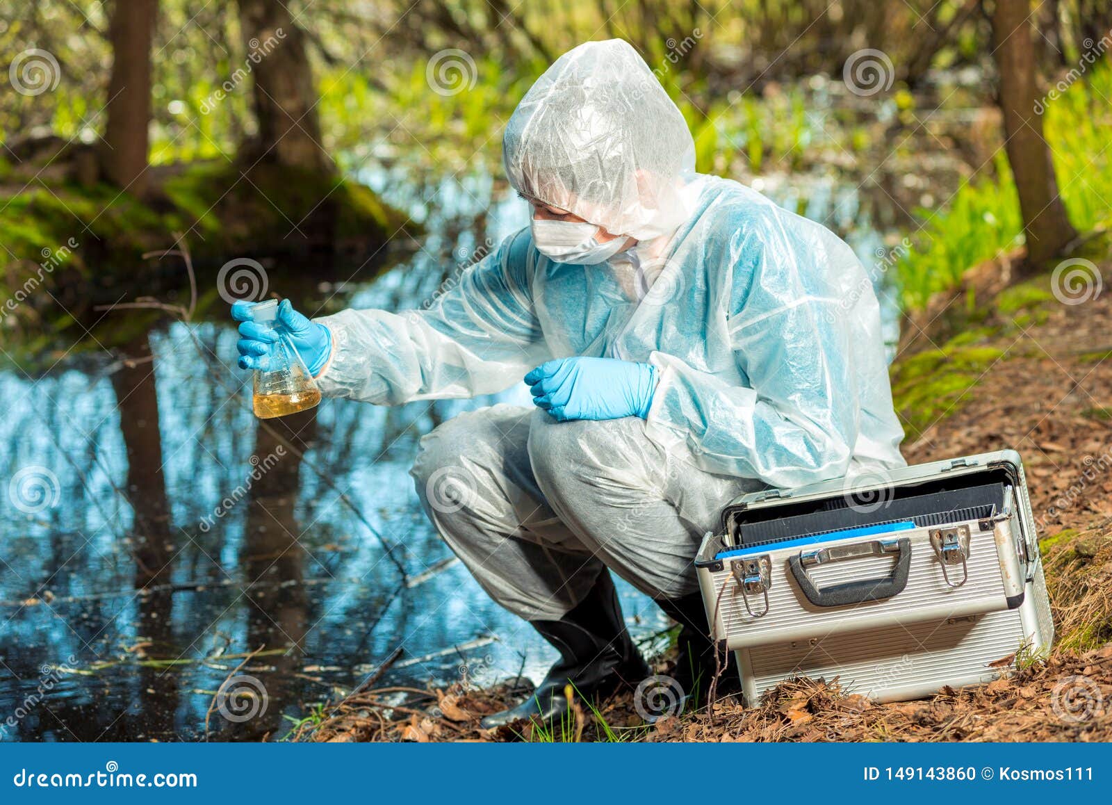 water sampling by an experienced ecologist