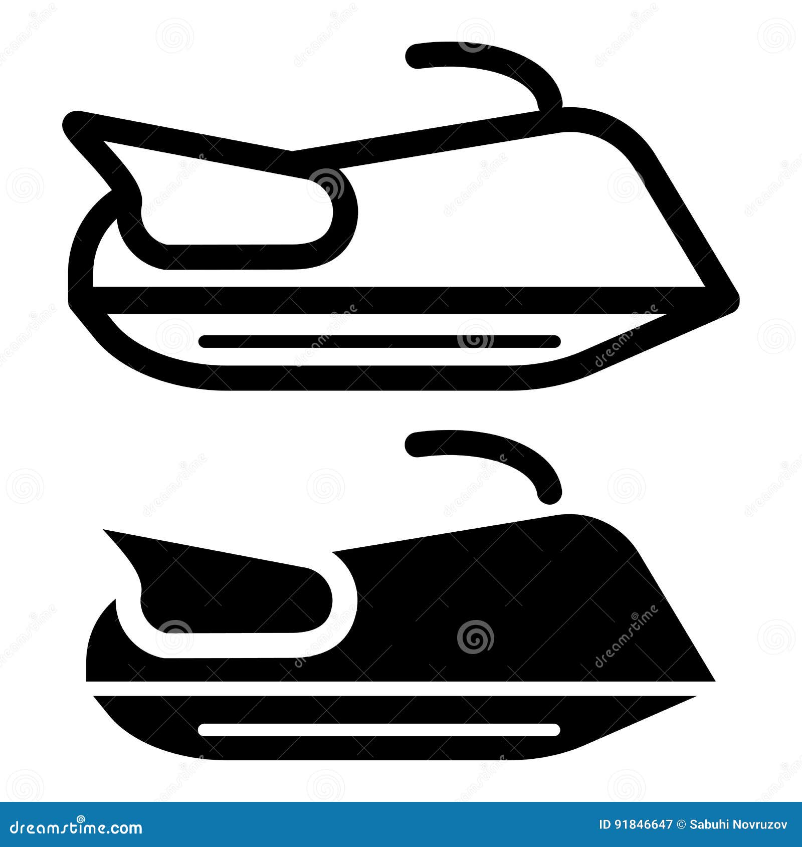 Water Scooter Icon Outline Contour Vector Isolated on White Background