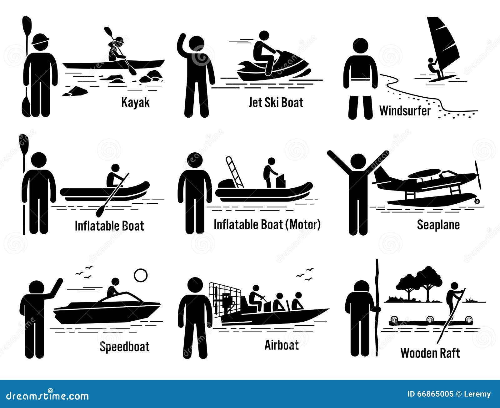 Water Sea Recreational Vehicles And People Set Clipart 