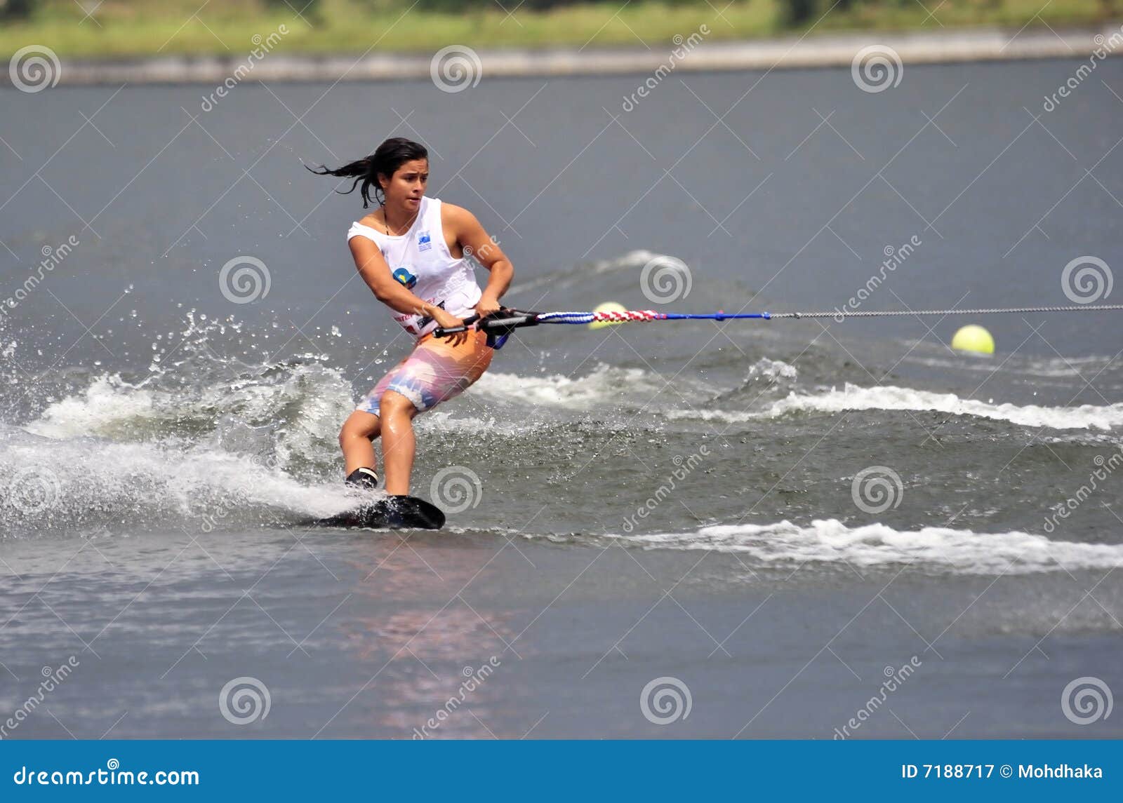 Water Ski in Action Woman Shortboard Tricks Editorial Photography