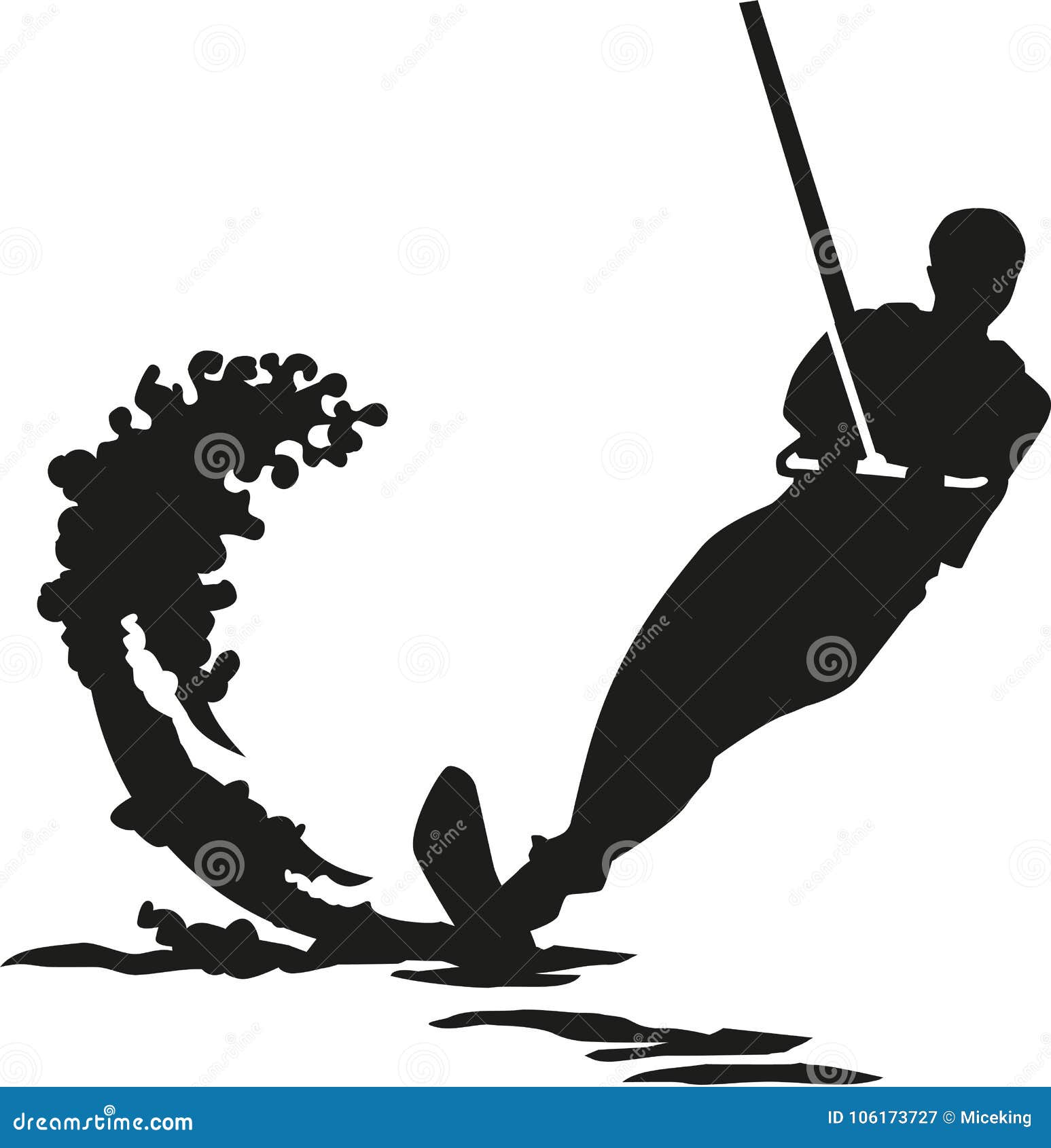 Water Ski Silhouette with Wave Stock Vector Illustration of sport, hobby 106173727