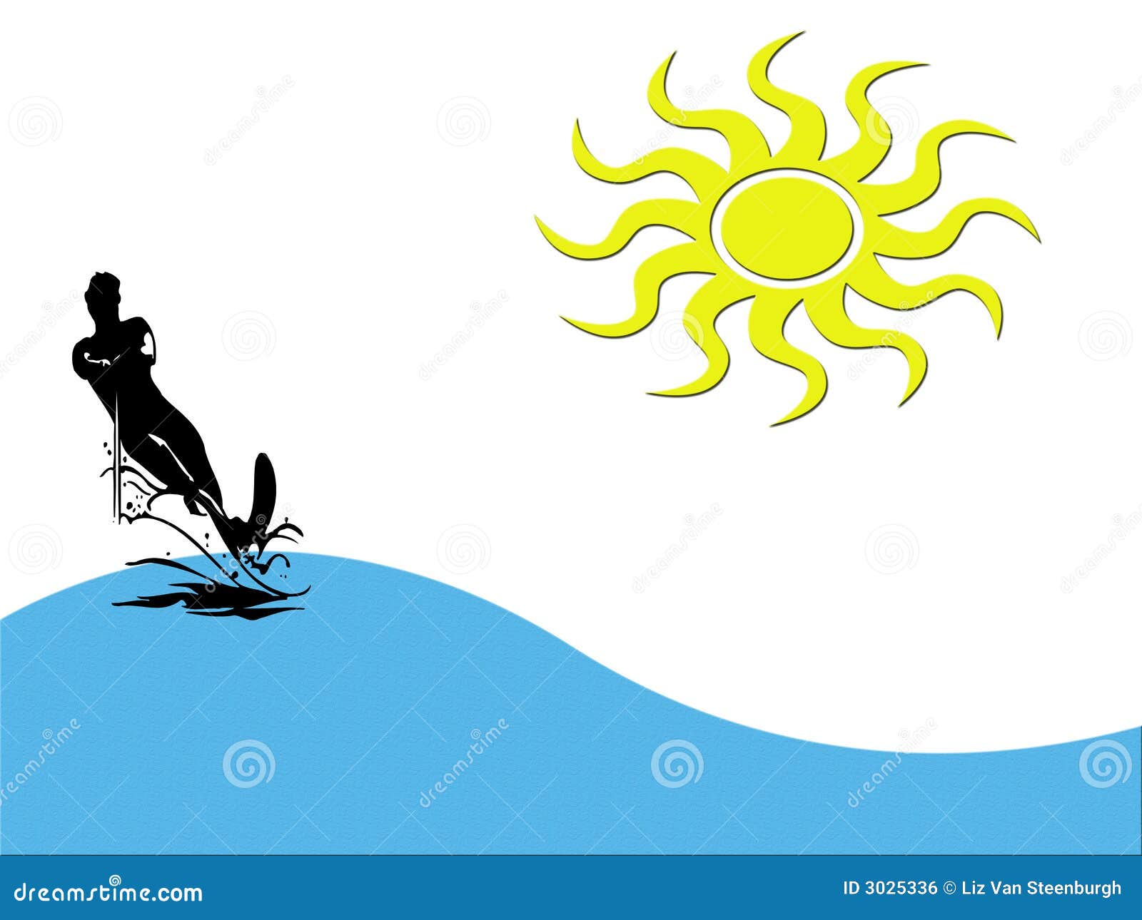 Water Skier stock illustration. Illustration of silhouette 3025336