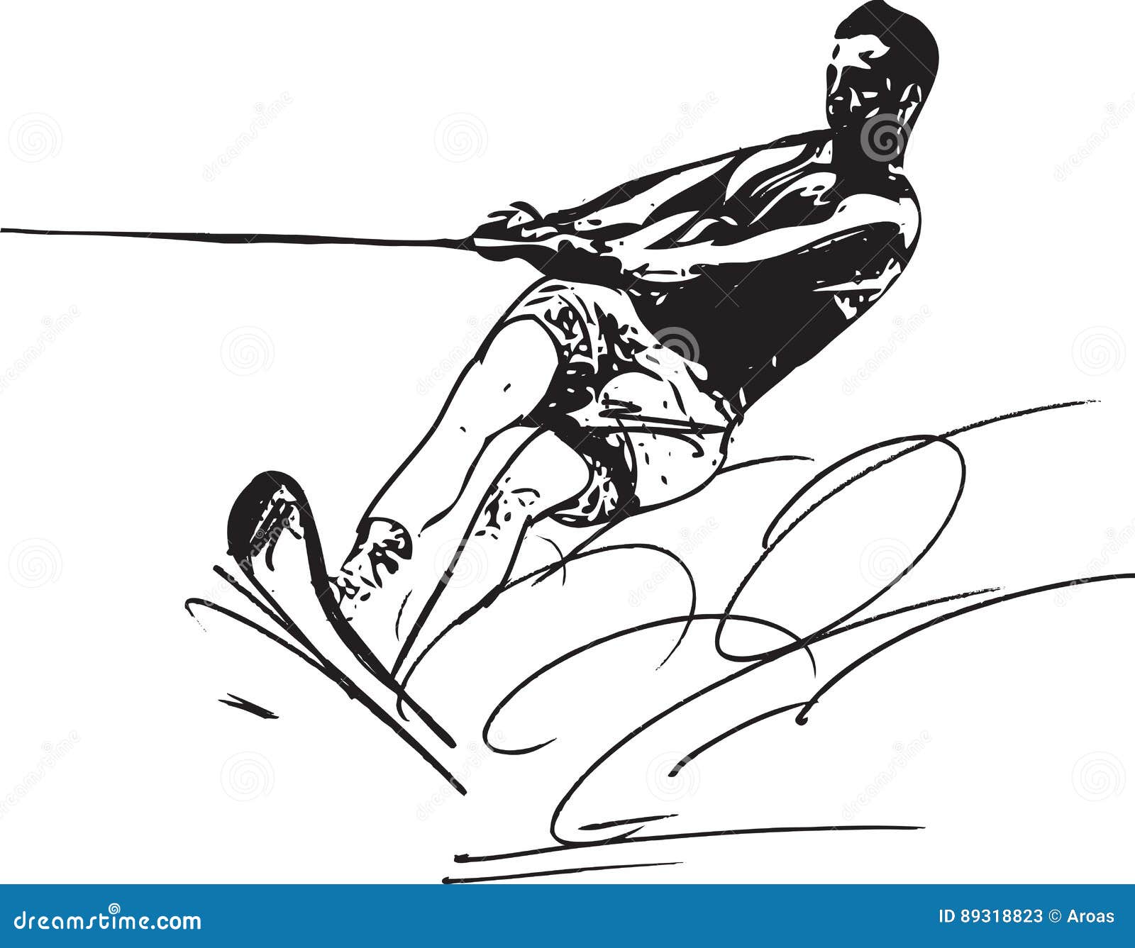 Water skiing illustration stock vector. Illustration of active 89318823