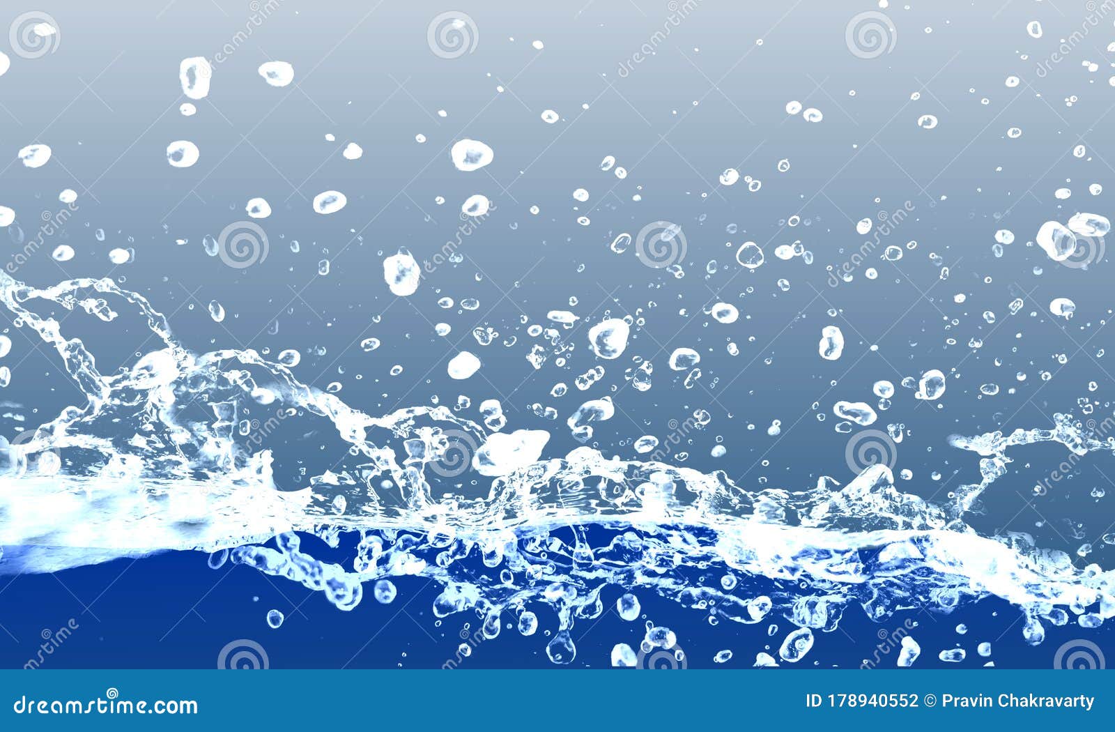 Water Splash or Bubbles on Blue. Water Textured Background Stock