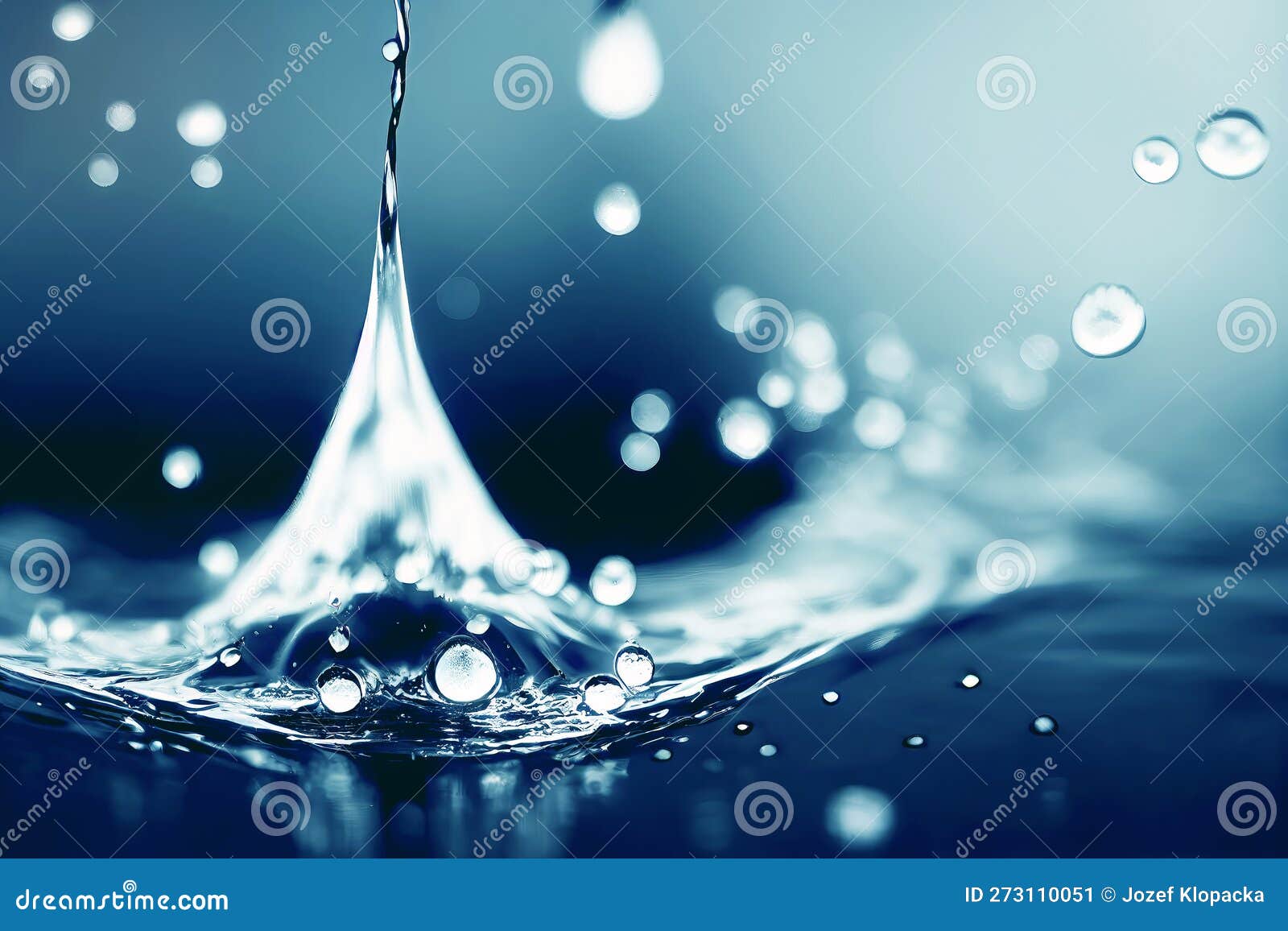 Water Splash and Water Drop. Digital Art. Stock Illustration