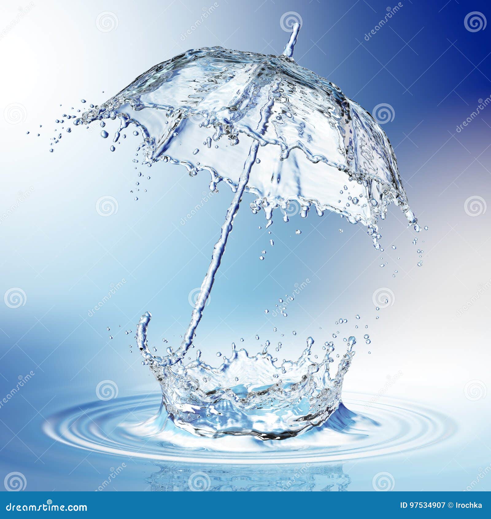 Water Splash in the Form of a Umbrella. Stock Illustration