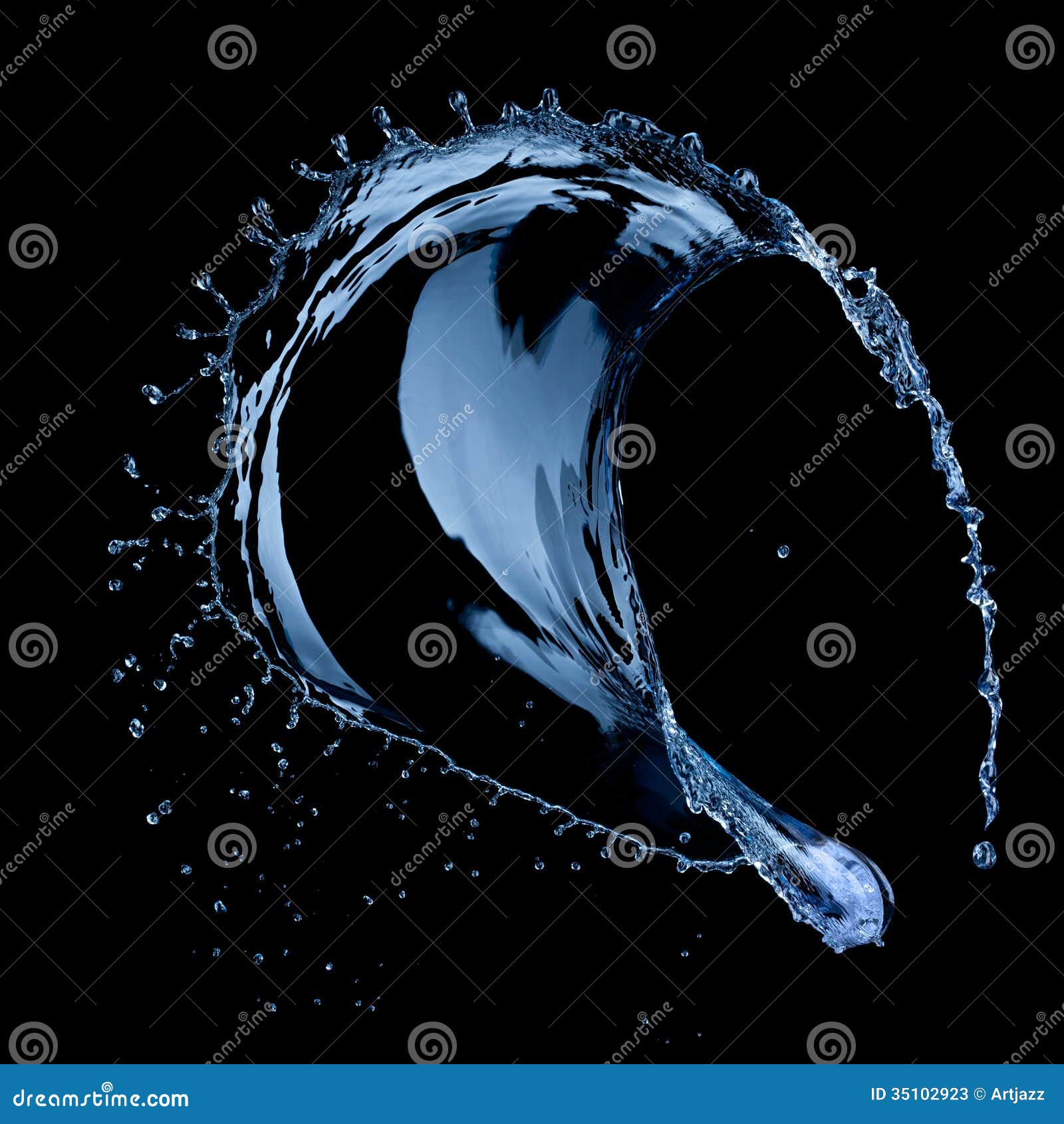 Water Splash Isolated On Black Stock Image - Image of clear, black