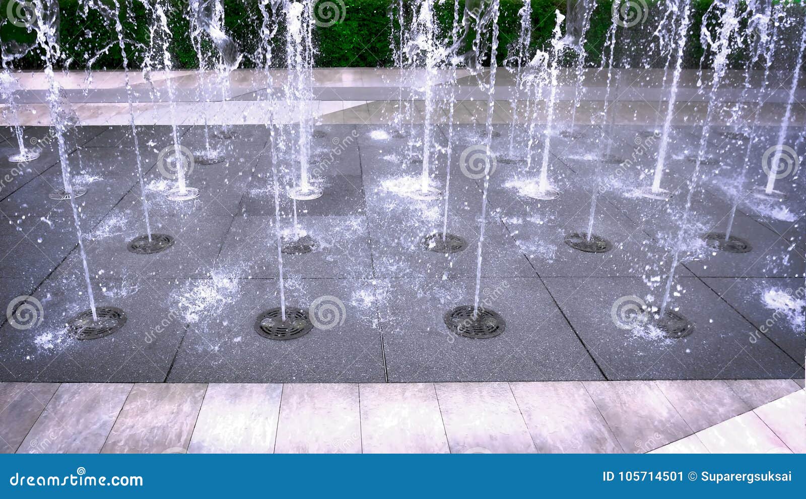 Water Splashing in the Fountain Floor in the Park Stock Image Image