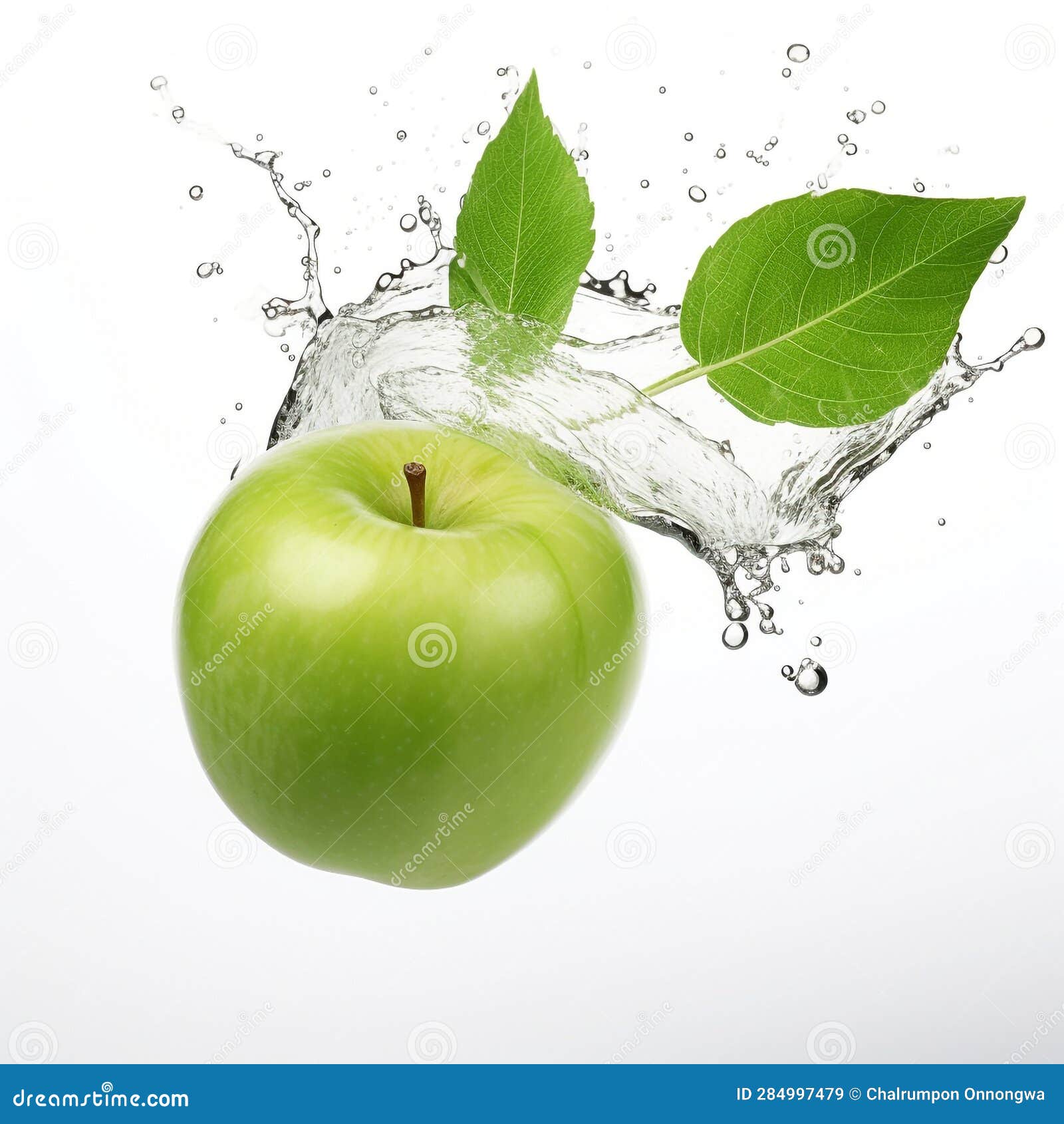 Water Splashing on Fresh Green Apple by Generative Ai Stock Illustration Illustration of