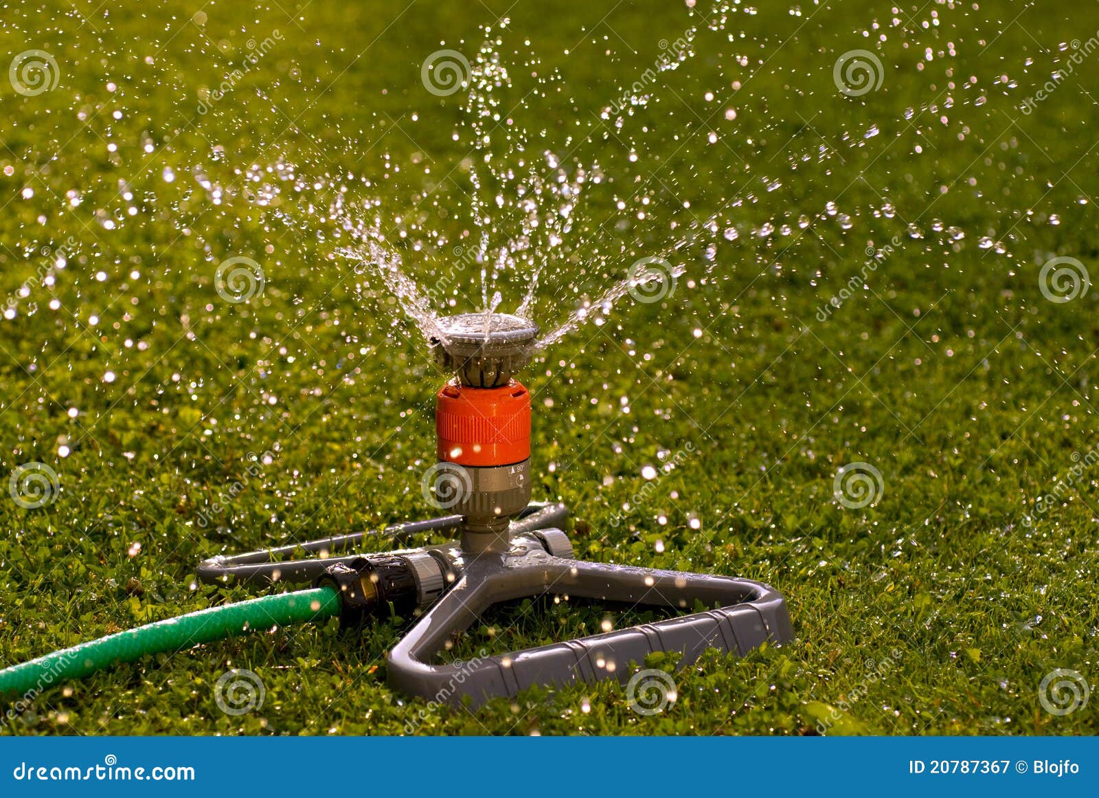 Water sprinkler stock image. Image of outdoors, hose 20787367