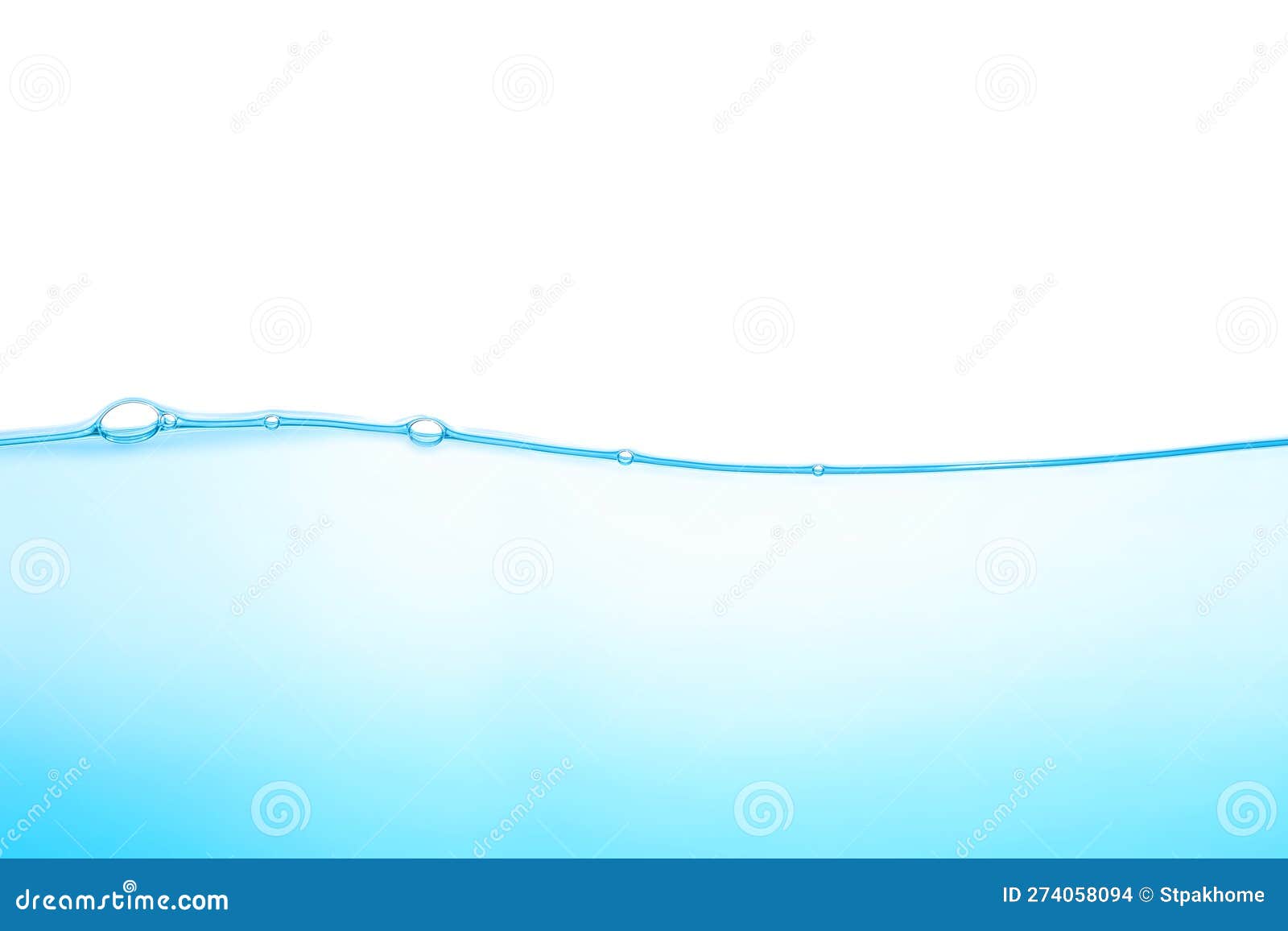 Water Surface with Air Bubbles on White Background. Waves and Air