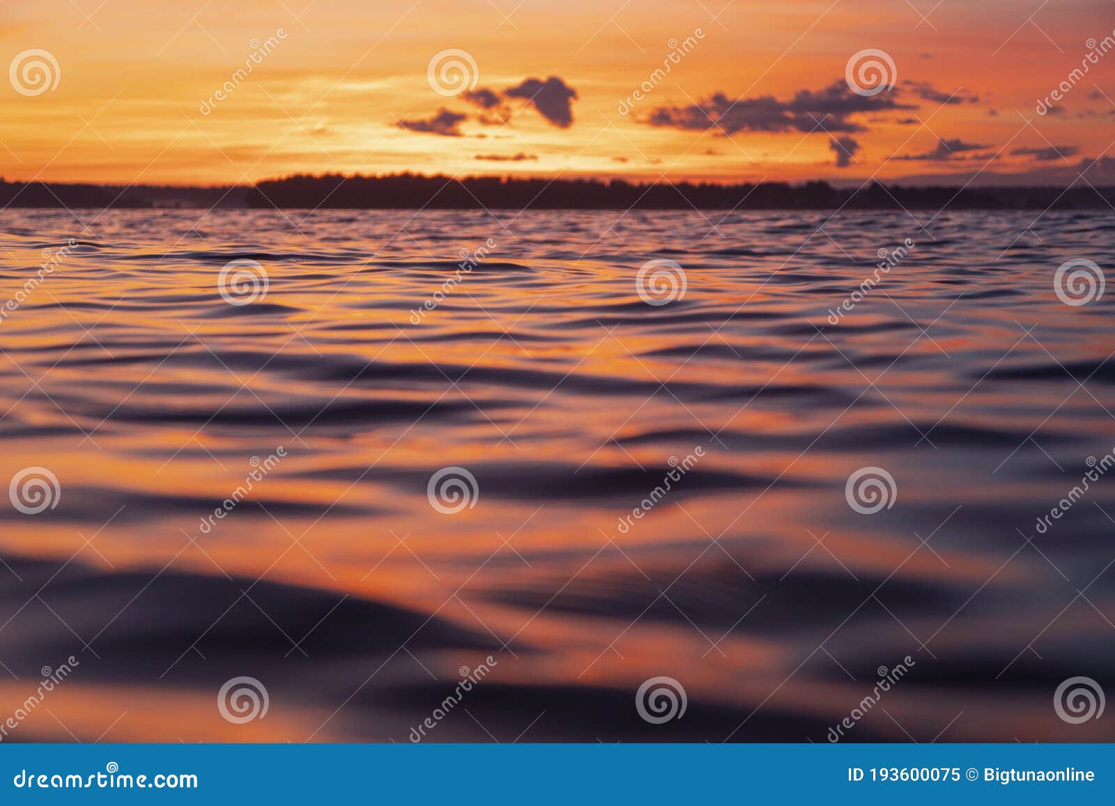 Water Surface View Of A Sunset Sky Background Dramatic Gold Sunset