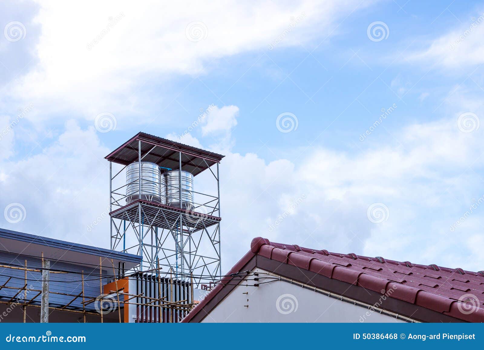 Water tank on apartment stock photo. Image of design 50386468
