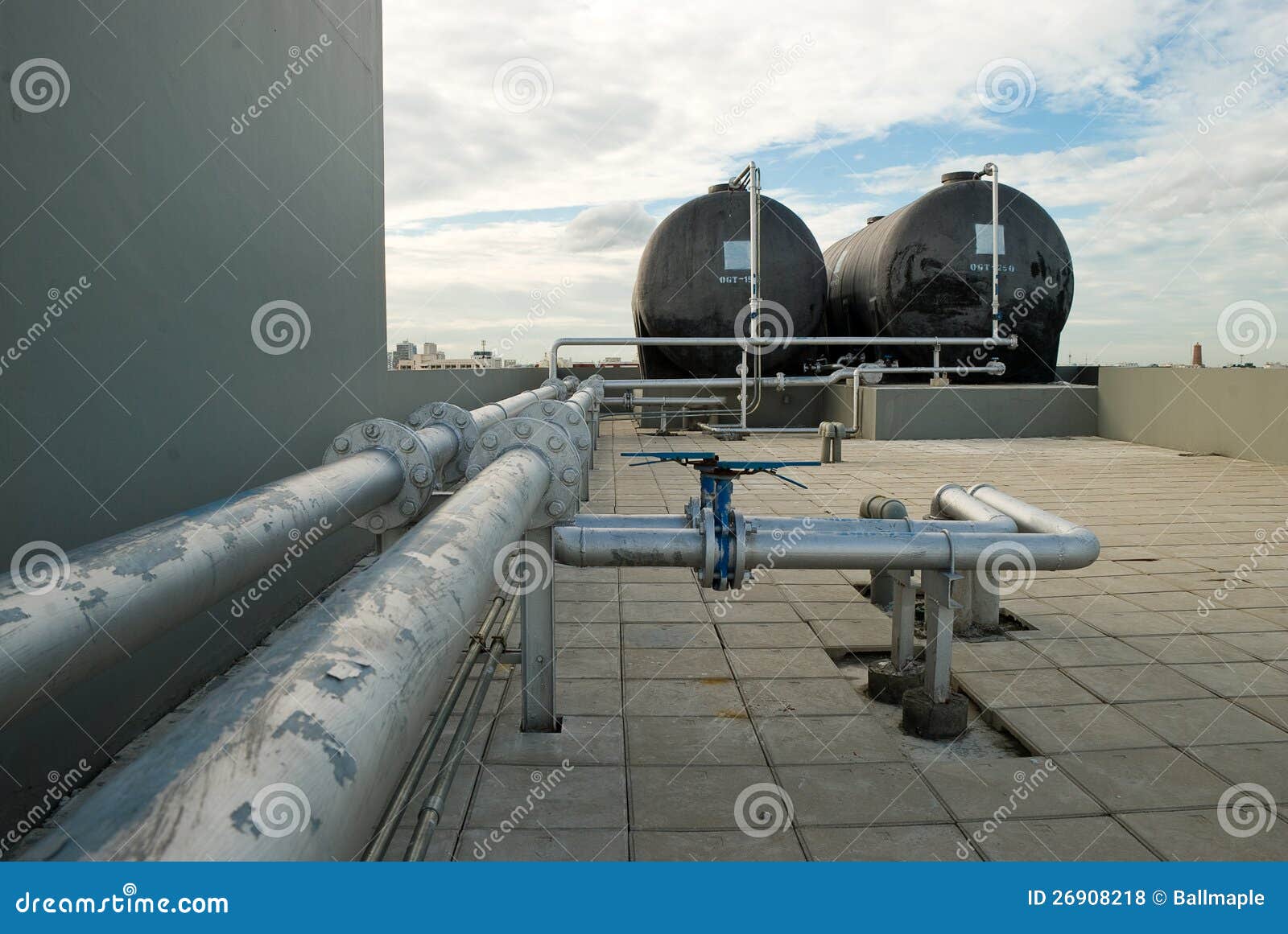 Water Tank on Rooftop with Pipe Lines Stock Photo Image of storage